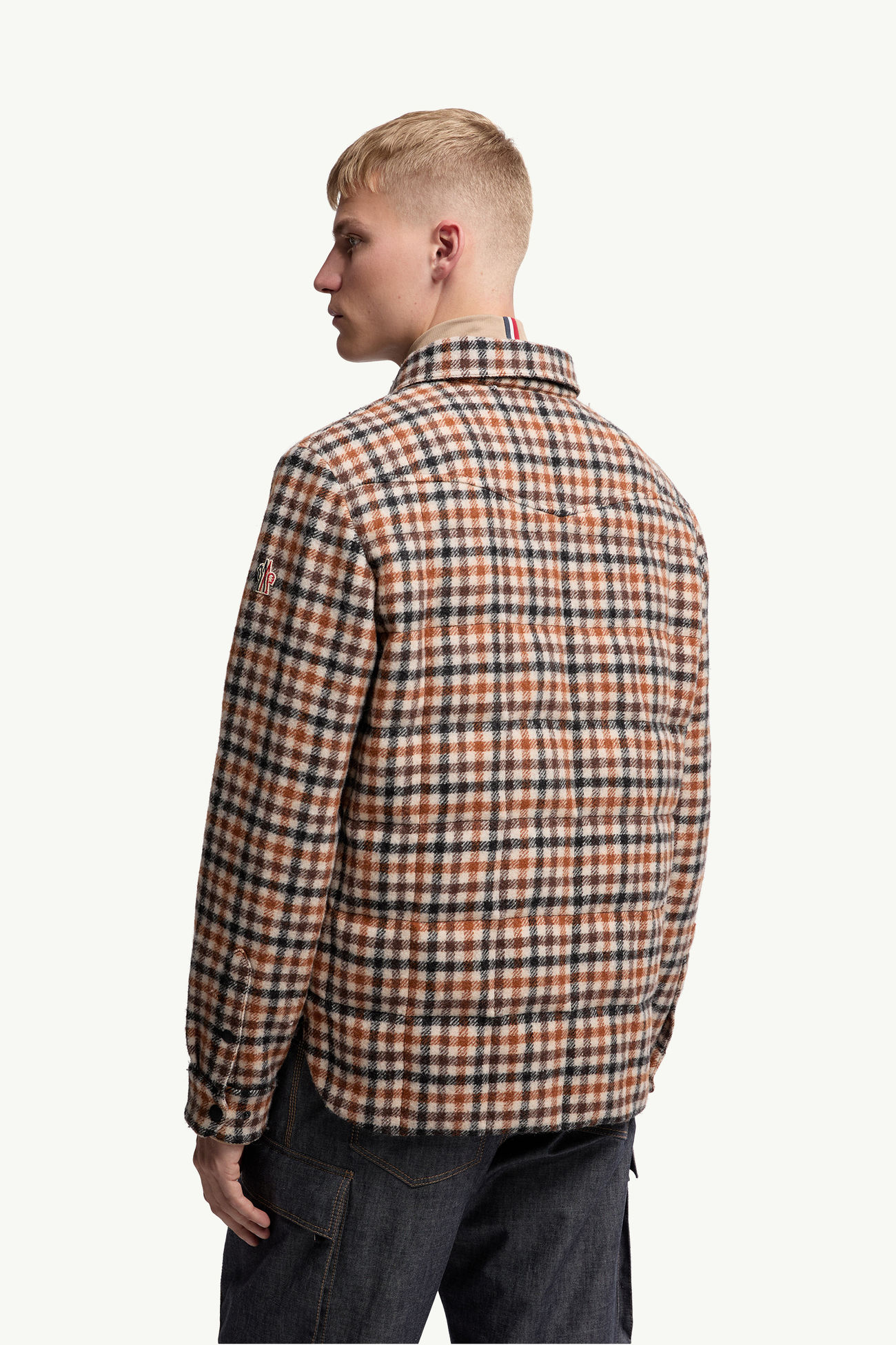 Gelt Daunenhemdjacke aus Wolle Herren Schwarz & Beige Moncler 4