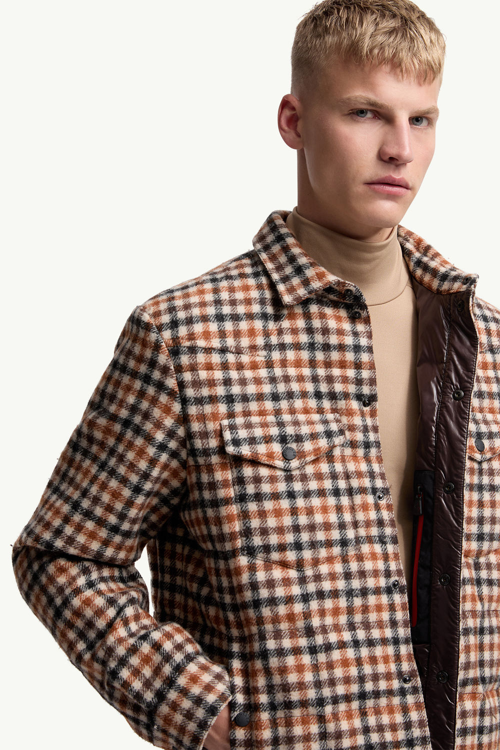 Giacca camicia imbottita Gelt in lana Uomo Nero & Beige Moncler 5