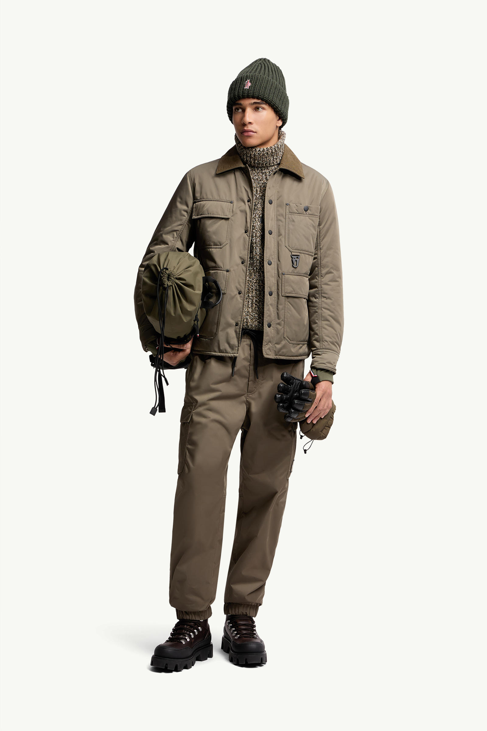 Gabardine Cargo Pants Men Olive Green Moncler 0