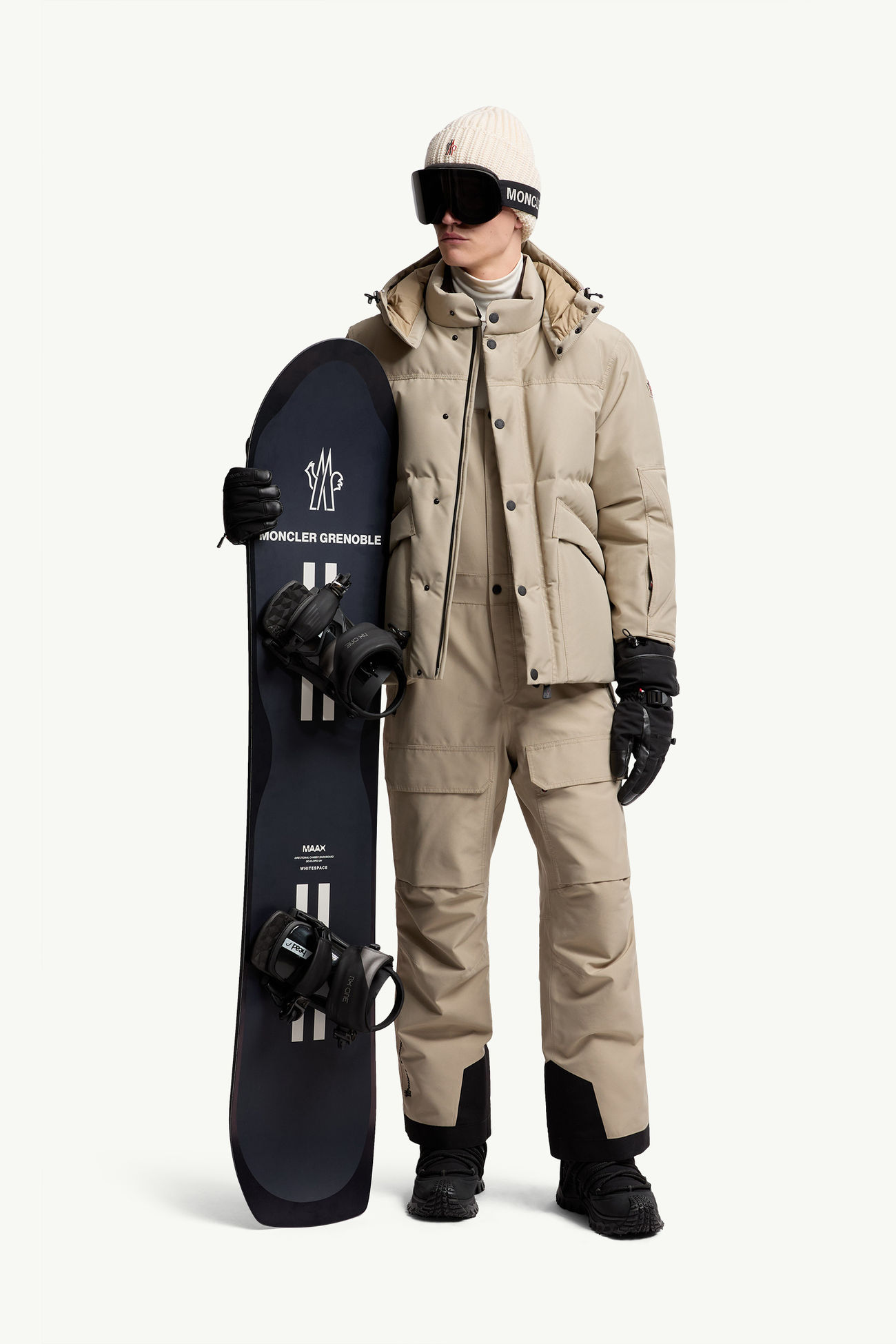 Wattierte GORE-TEX Ski-Latzhose Herren Hellbeige Moncler 0