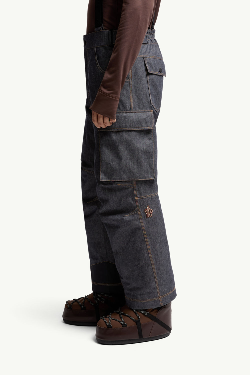 Padded Denim Ski Bib Men Dark Gray Moncler 1