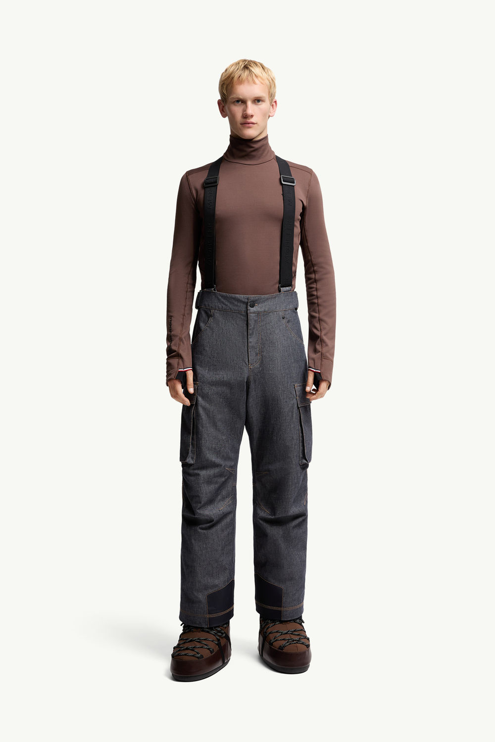 Padded Denim Ski Bib Men Dark Gray Moncler 3