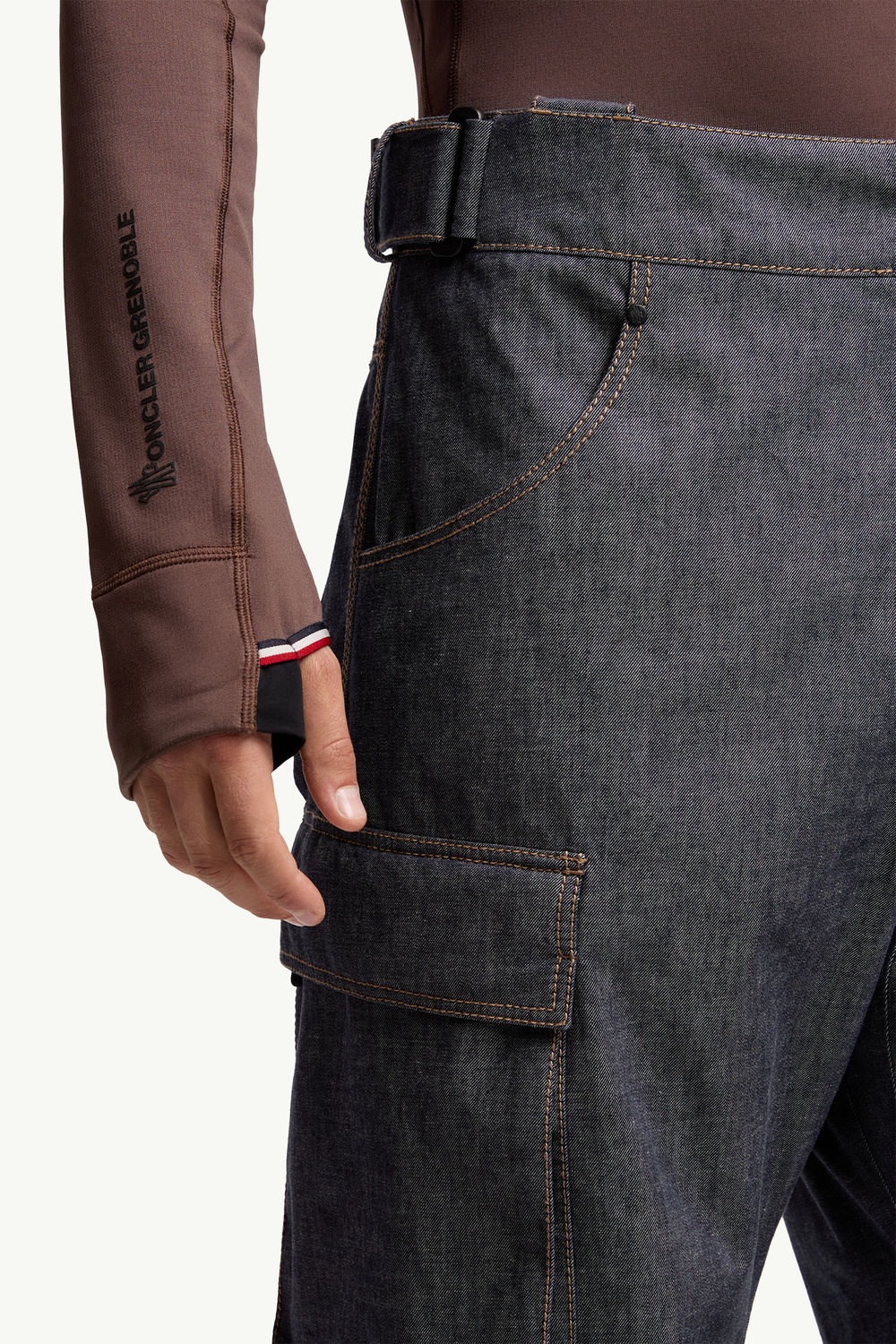 Padded Denim Ski Bib Men Dark Gray Moncler 6