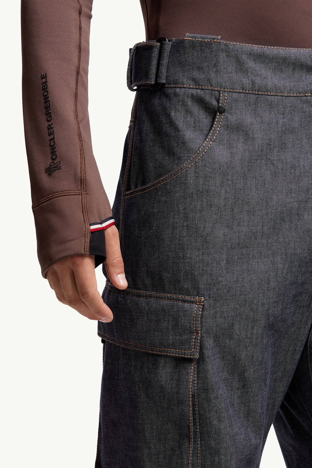 Salopette da sci imbottita in denim Uomo Grigio Scuro Moncler 6