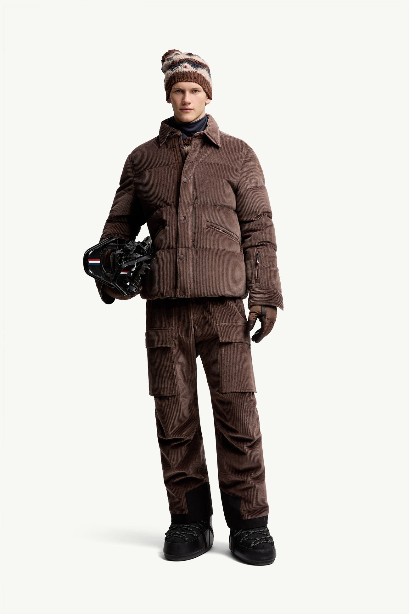 Gepolsterte Skilatzhose aus Cord Herren Braun Moncler 0