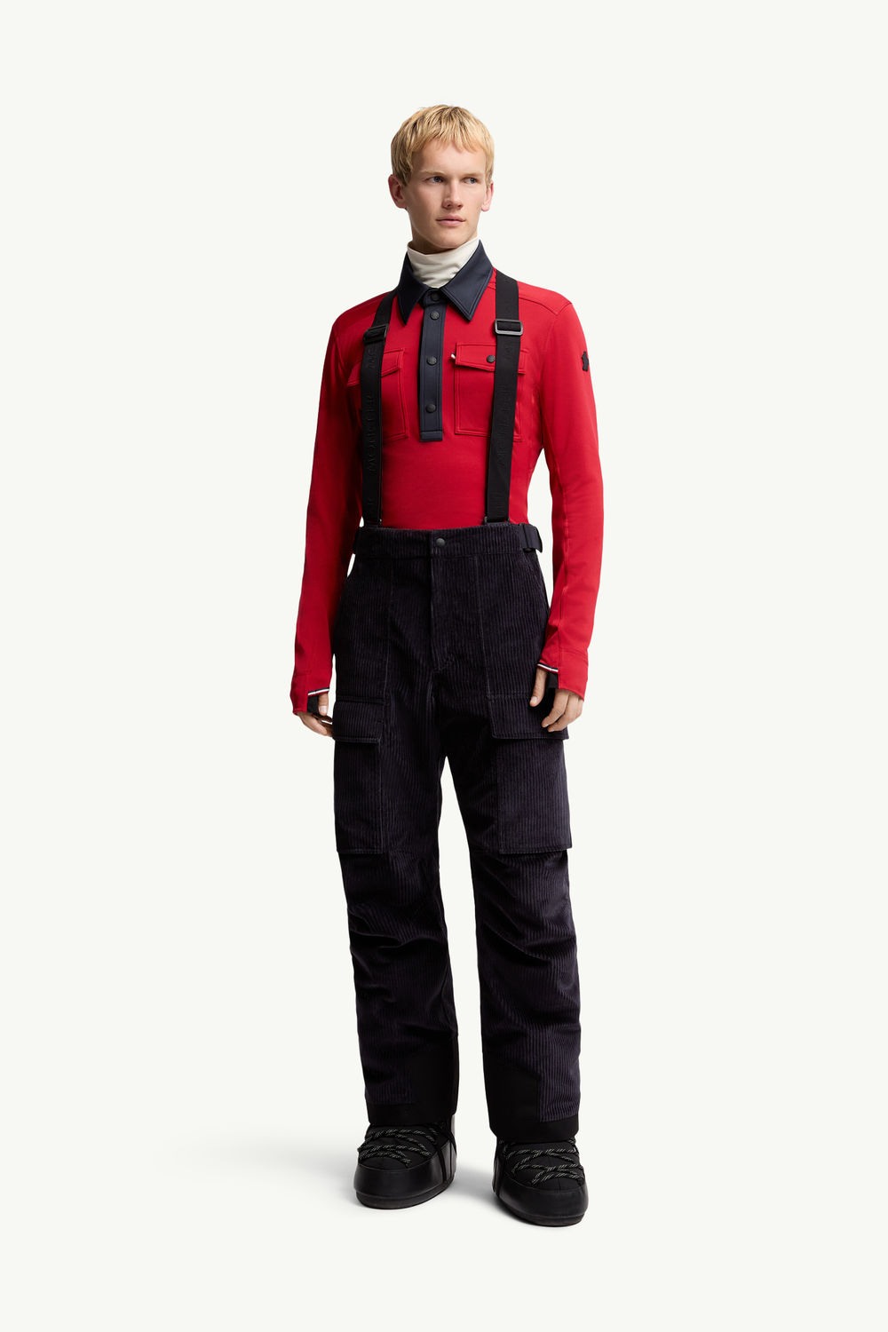 Padded Corduroy Ski Bib Men Navy Blue Moncler 3