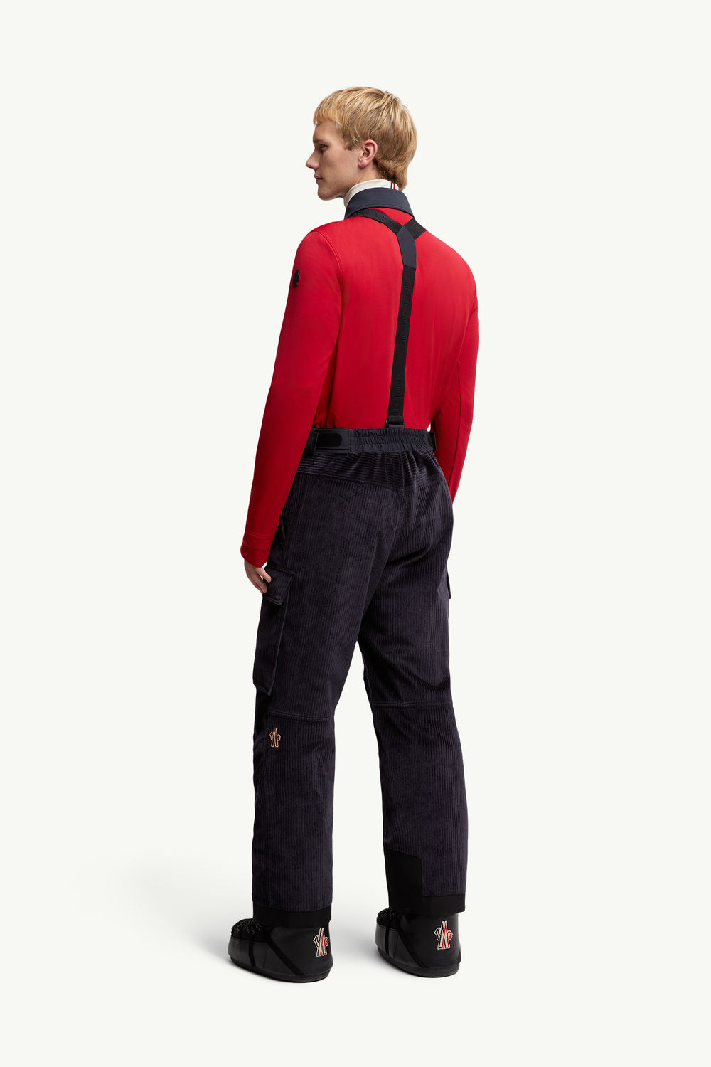 Padded Corduroy Ski Bib Men Navy Blue Moncler 4