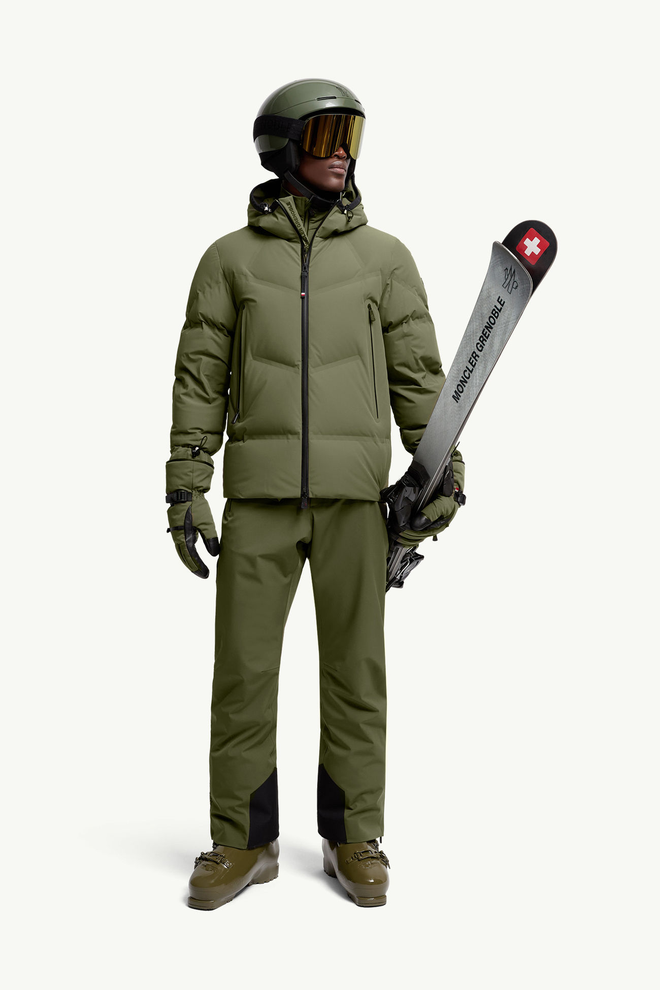 Padded Ski Trousers Men Olive Green Moncler 0