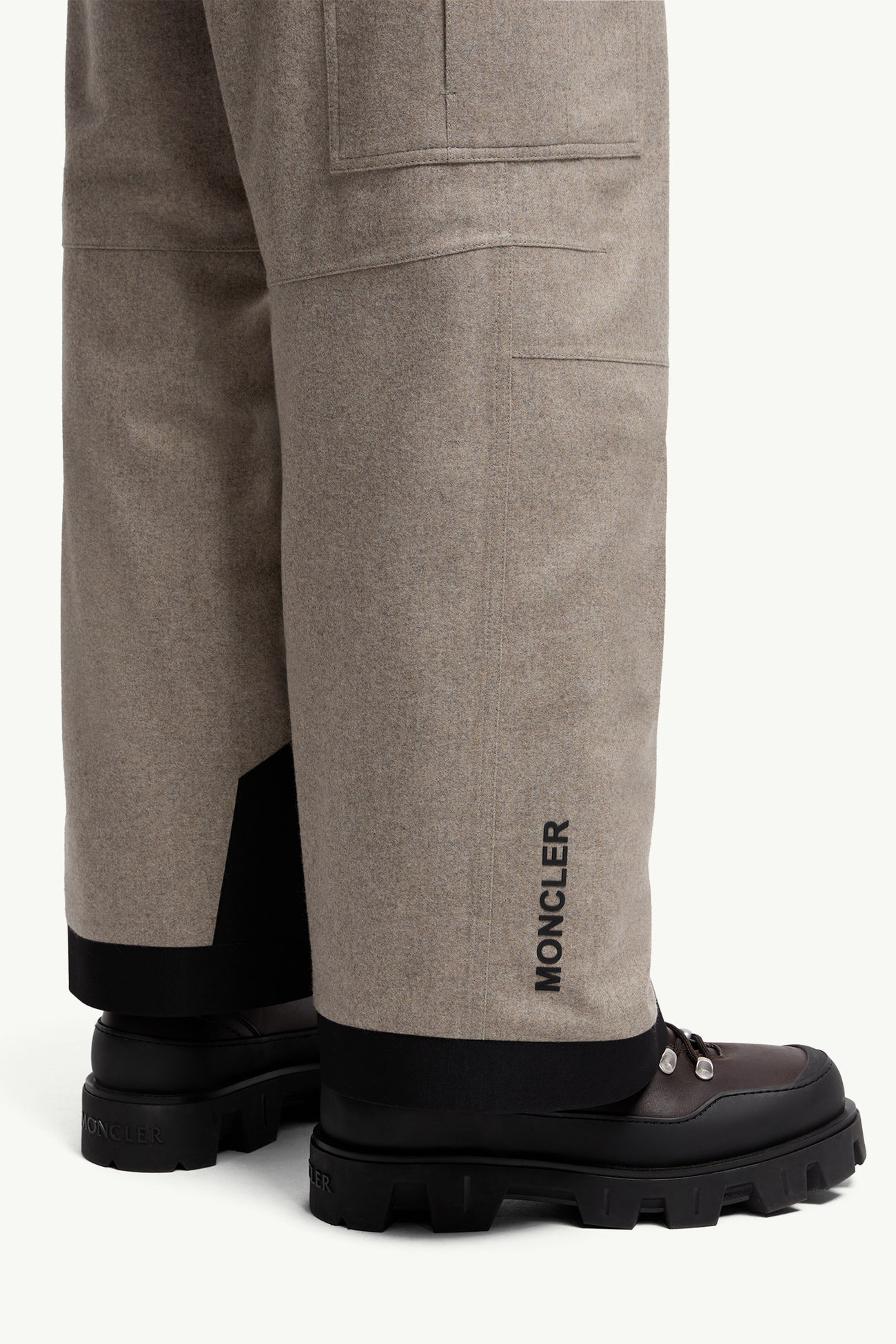 Padded Technical Wool Ski Trousers Men Beige Moncler 5