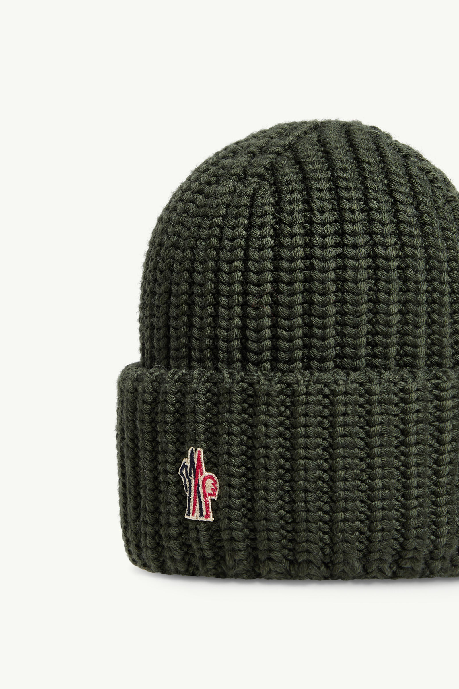 Logo Wool Beanie Men Dark Green Moncler 2