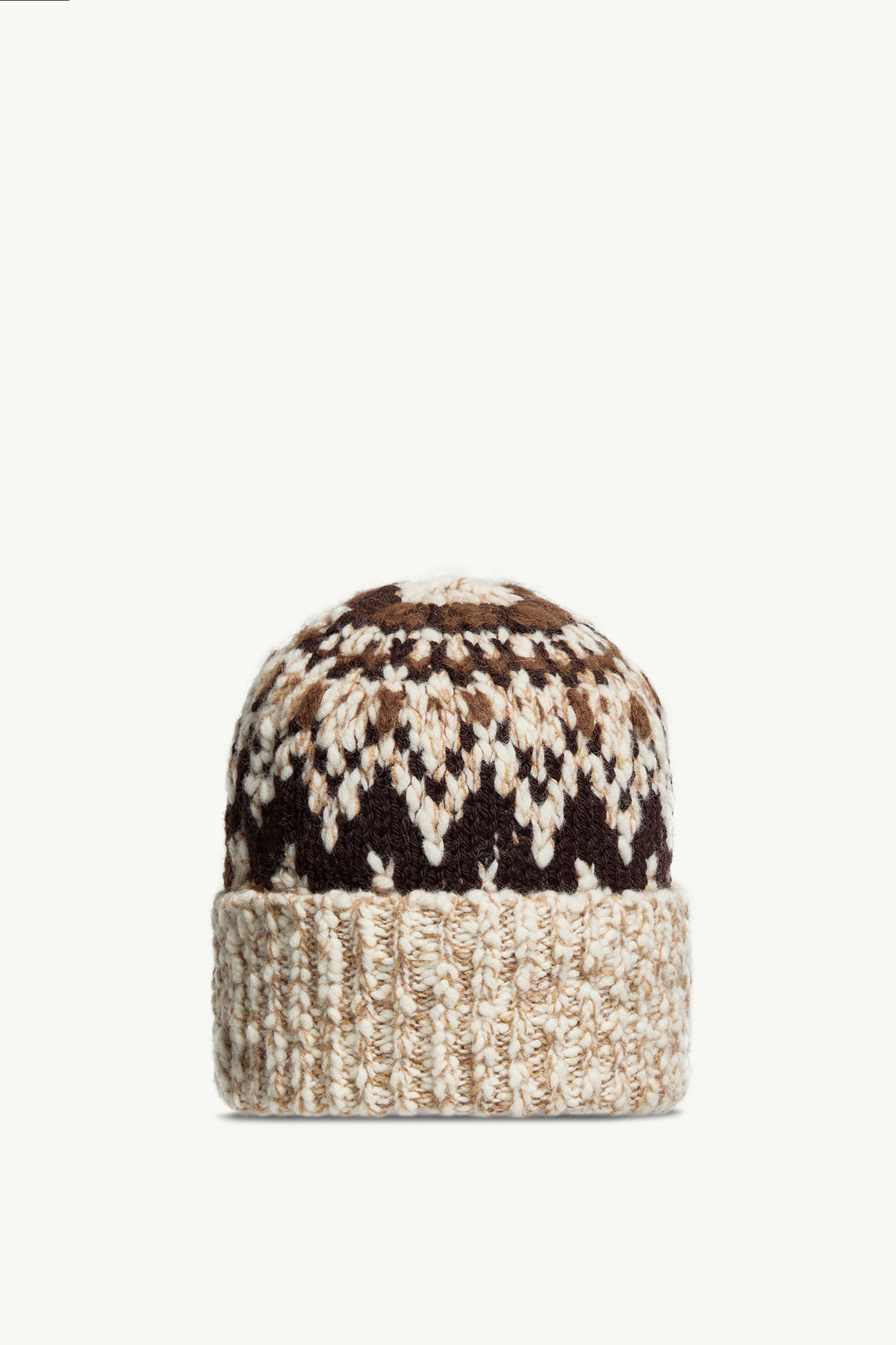 Gorro de mezcla de lana y jacquard geométrico Hombre Beige & Marrón Moncler 3