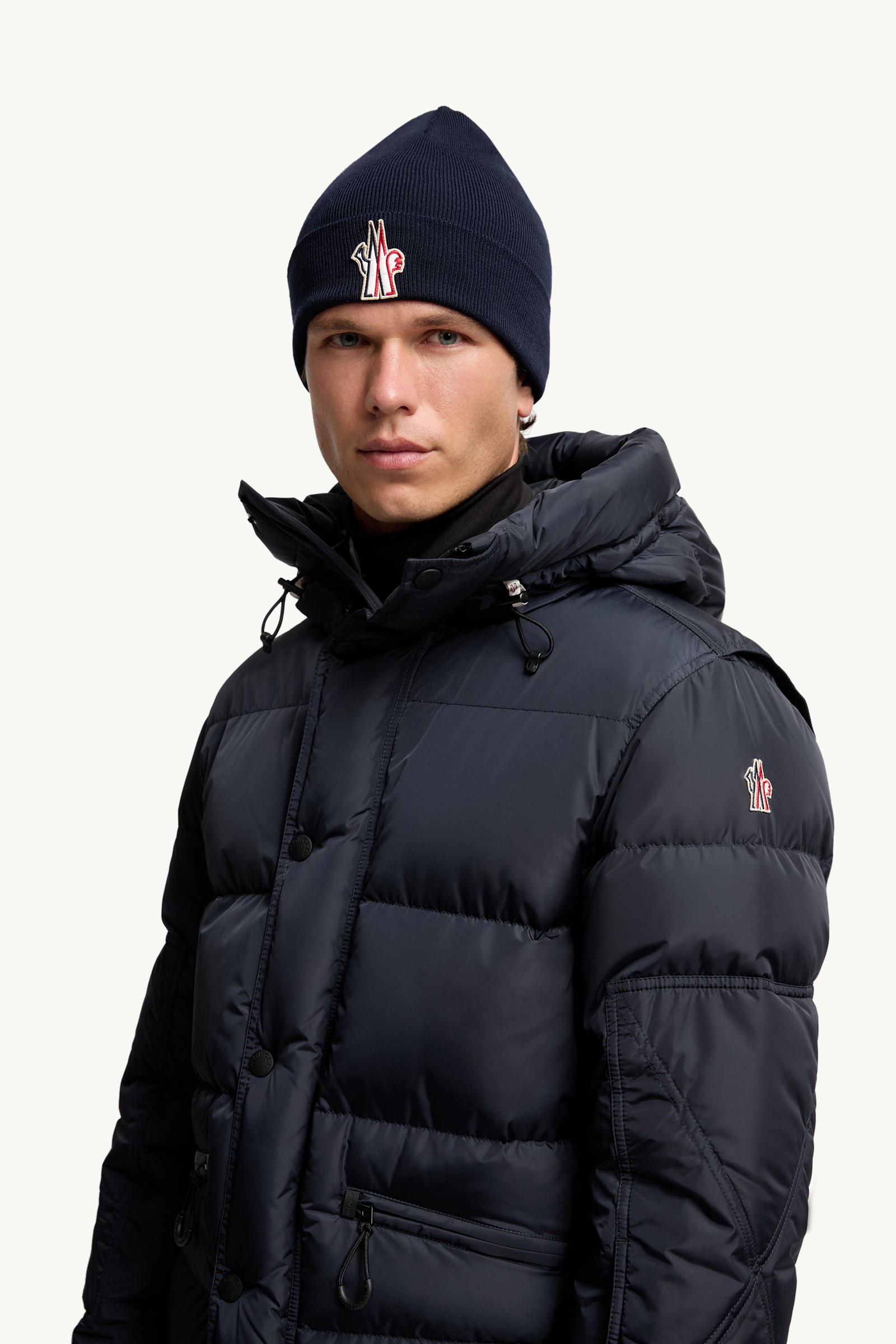 Wool Beanie Men Navy Blue Moncler 1
