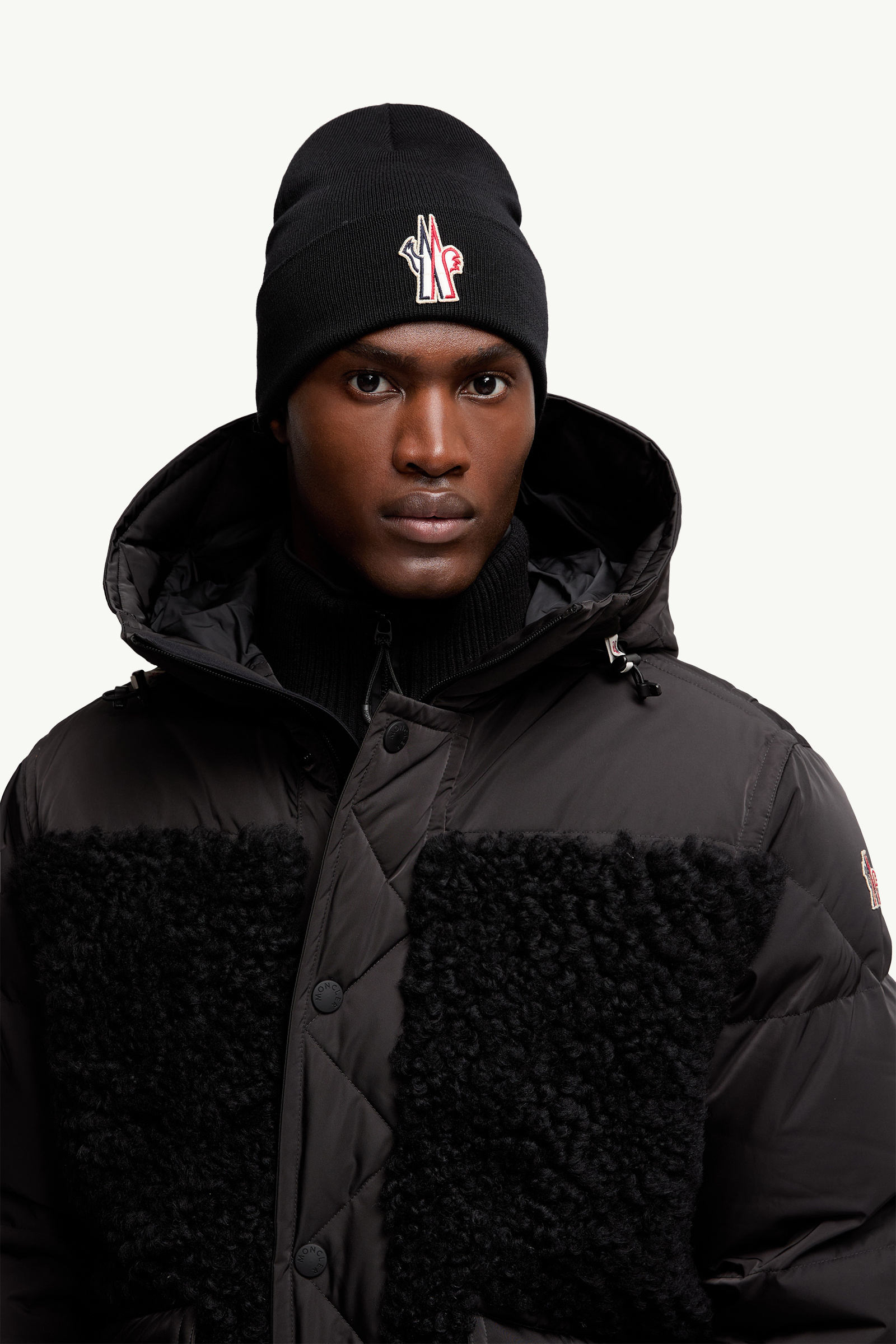 Wool Beanie Men Black Moncler 1
