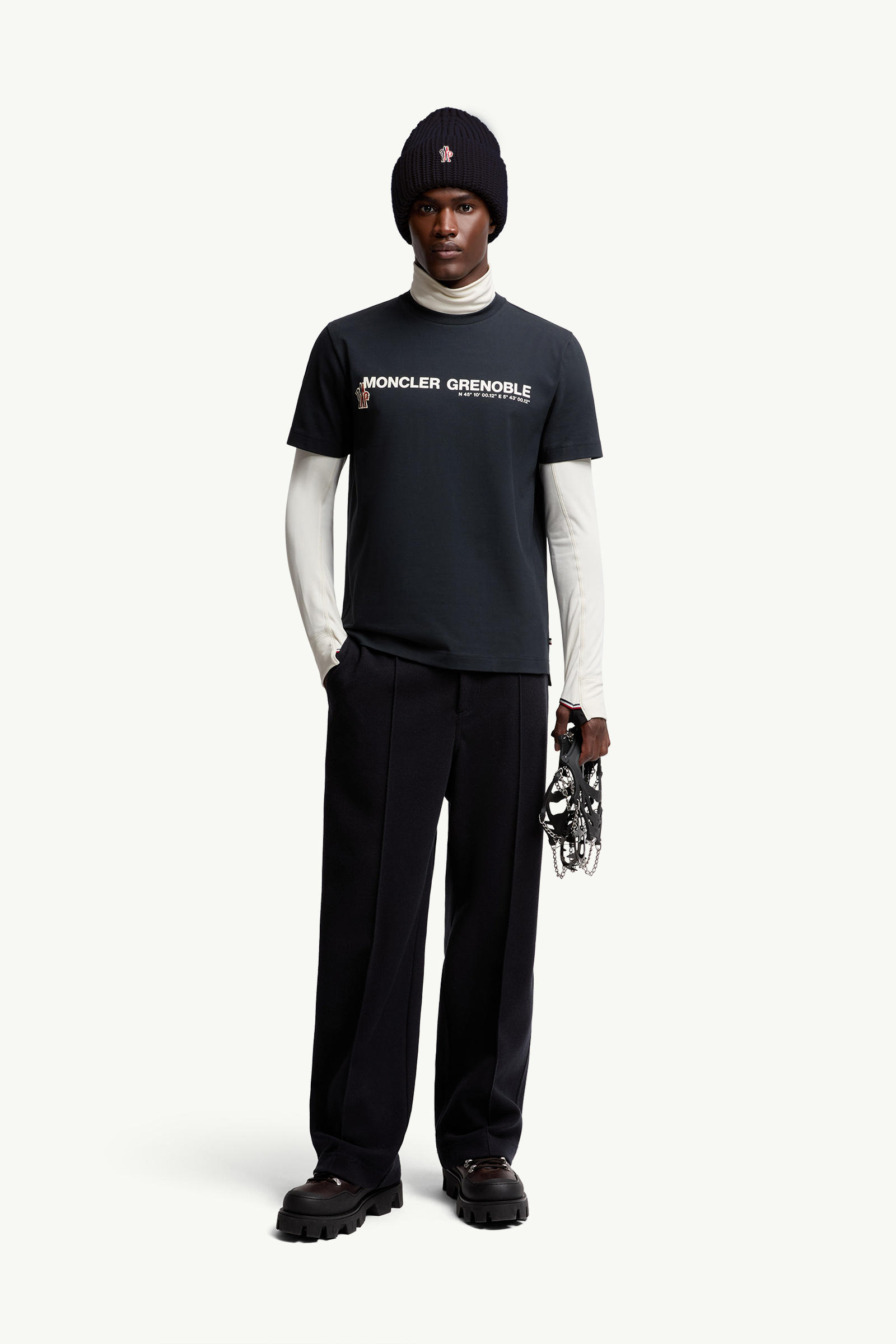 Logo Cotton T-Shirt Men Navy Blue Moncler 0