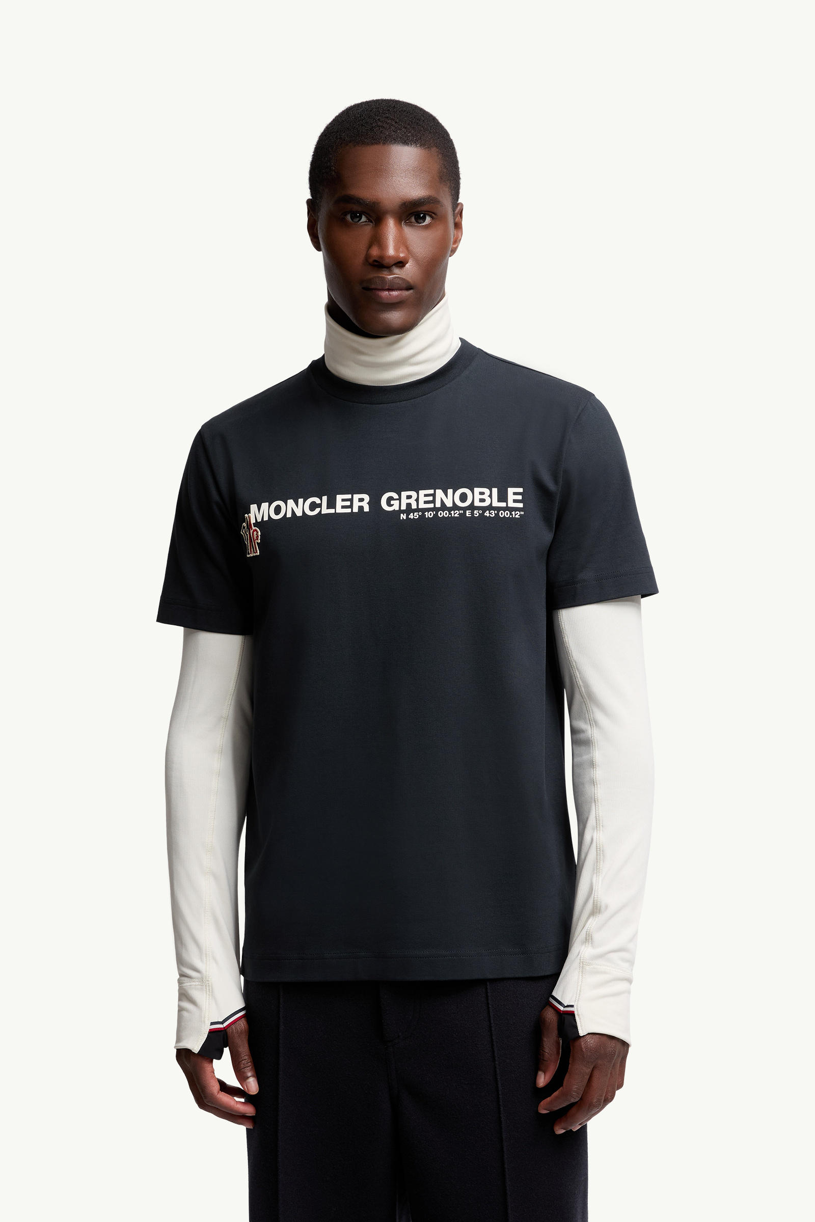 Logo Cotton T-Shirt Men Navy Blue Moncler 3