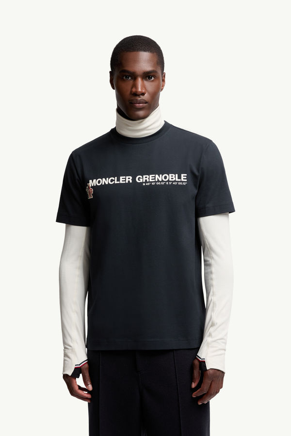 T-Shirt aus Baumwolle mit Logo Herren Navyblau Moncler 3