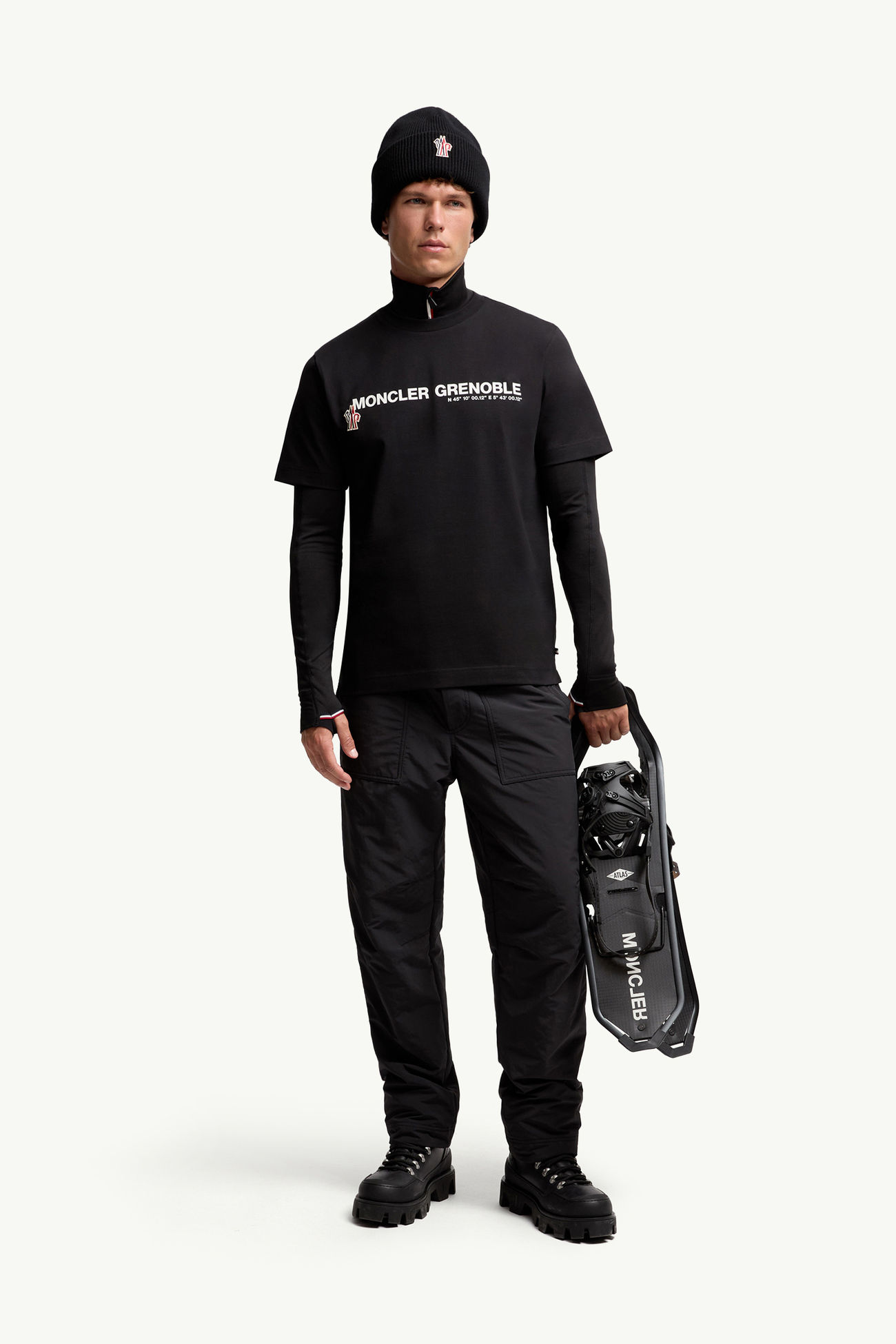 Camiseta de algodón con logotipo Hombre Negro Moncler 0