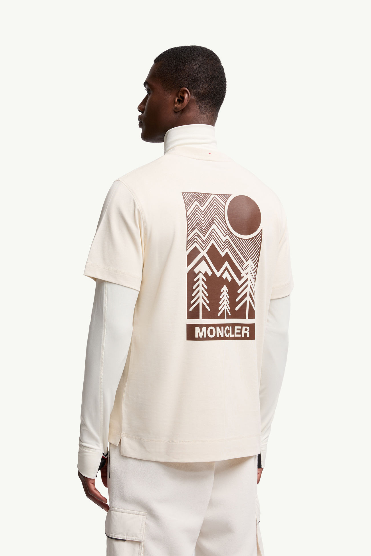 Camiseta de algodón con logotipo en relieve Hombre Blanco Moncler 4