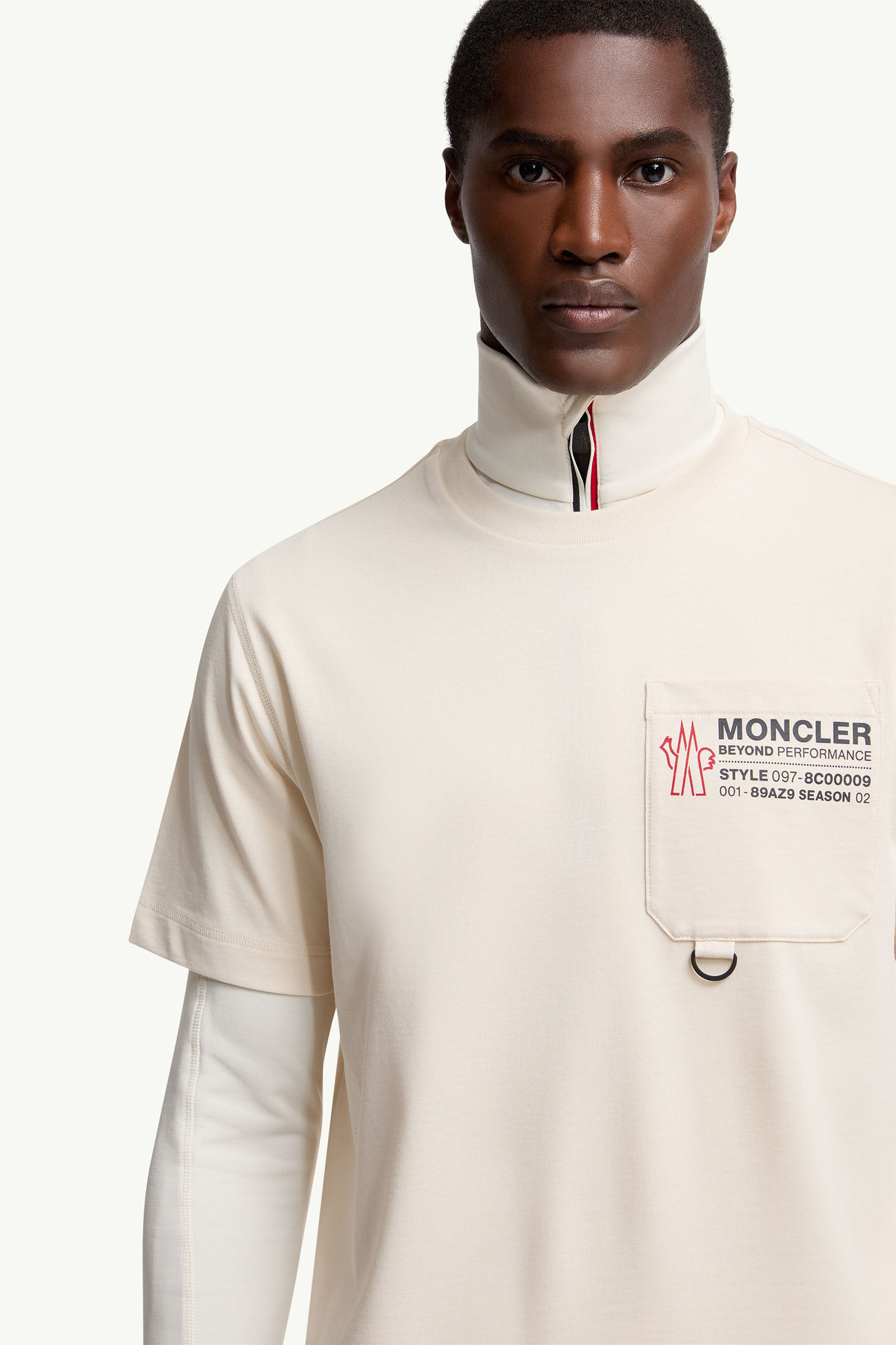 Camiseta de algodón con logotipo en relieve Hombre Blanco Moncler 5