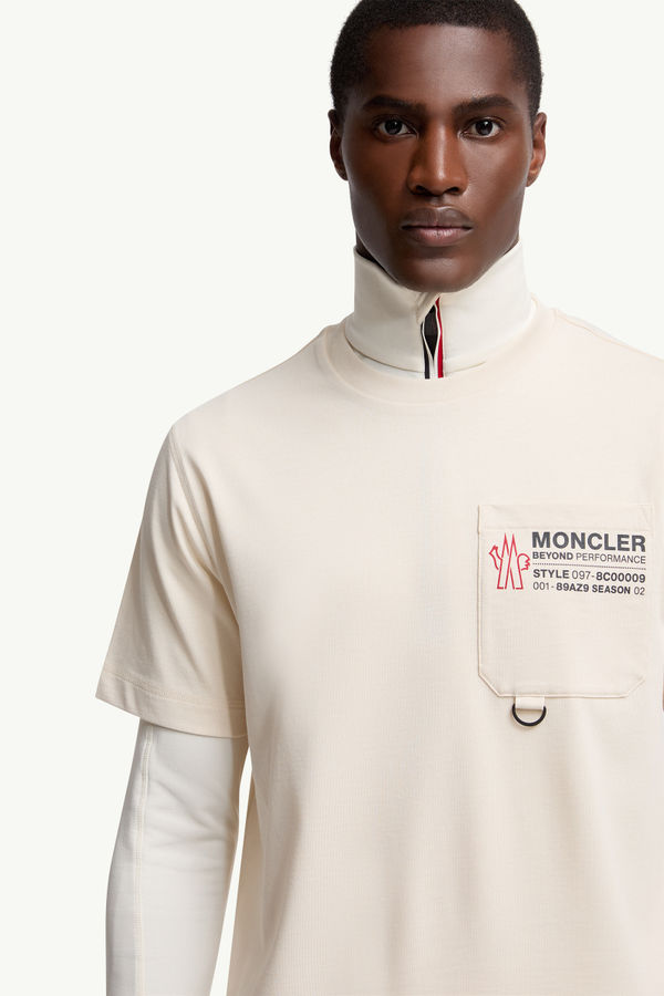 Embossed Logo Cotton T-Shirt Men White Moncler 5