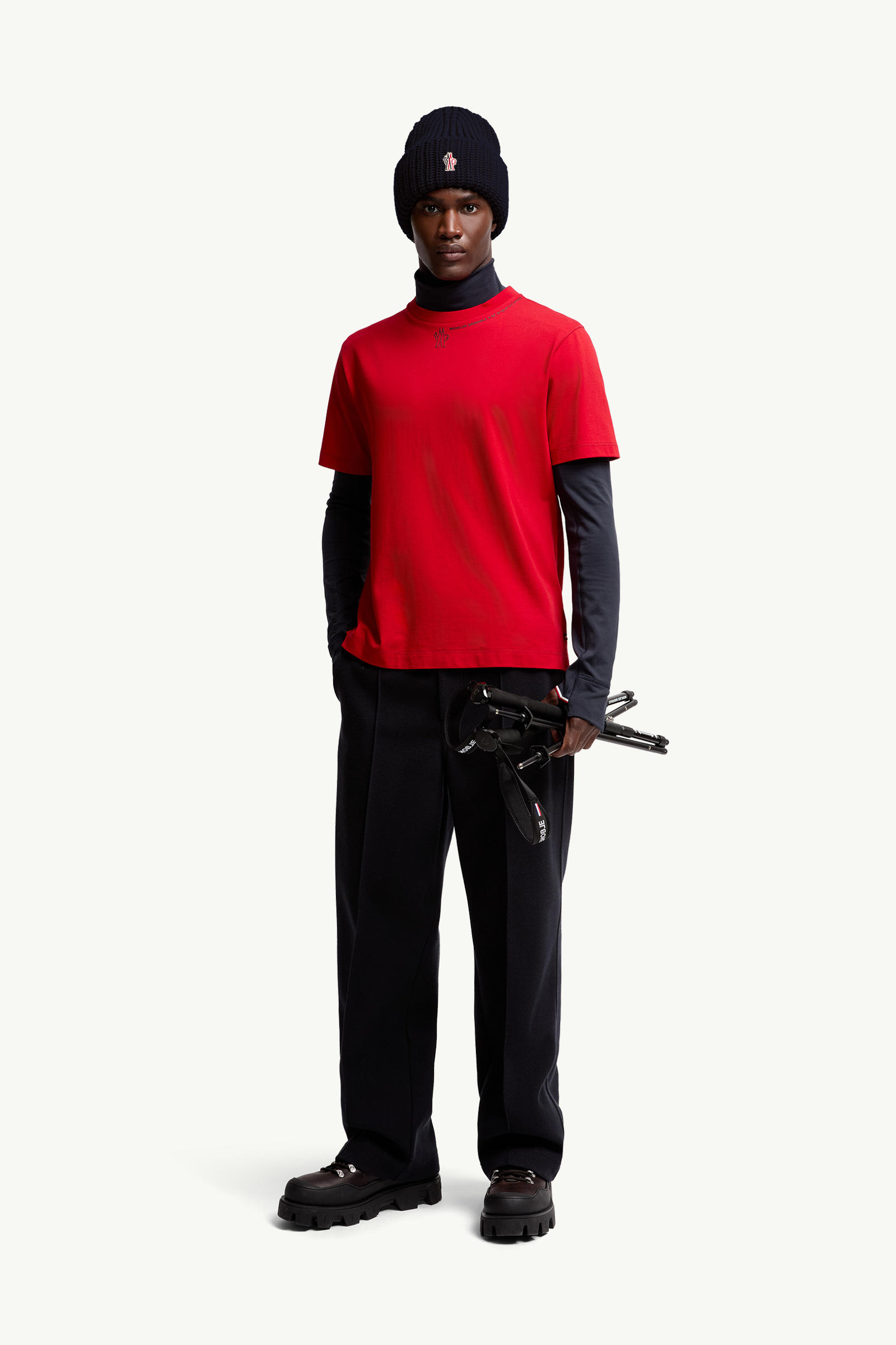 Logo Cotton T-Shirt Men Red Moncler 0