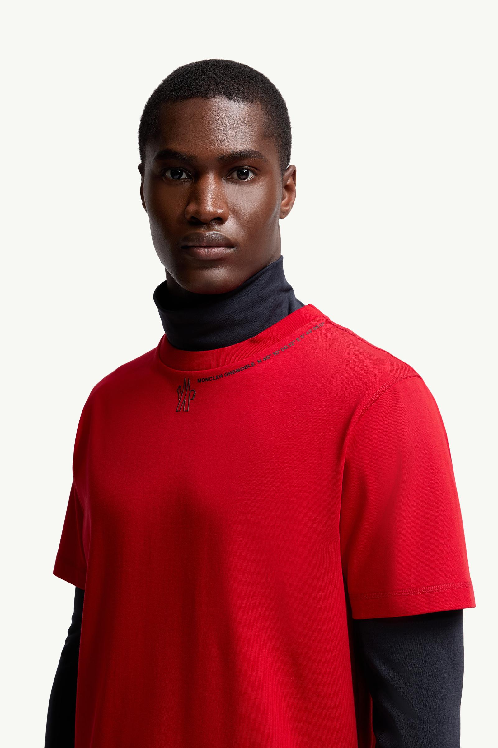 Logo Cotton T-Shirt Men Red Moncler 1