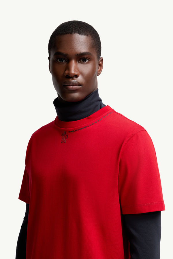 Logo Cotton T-Shirt Men Red Moncler 1
