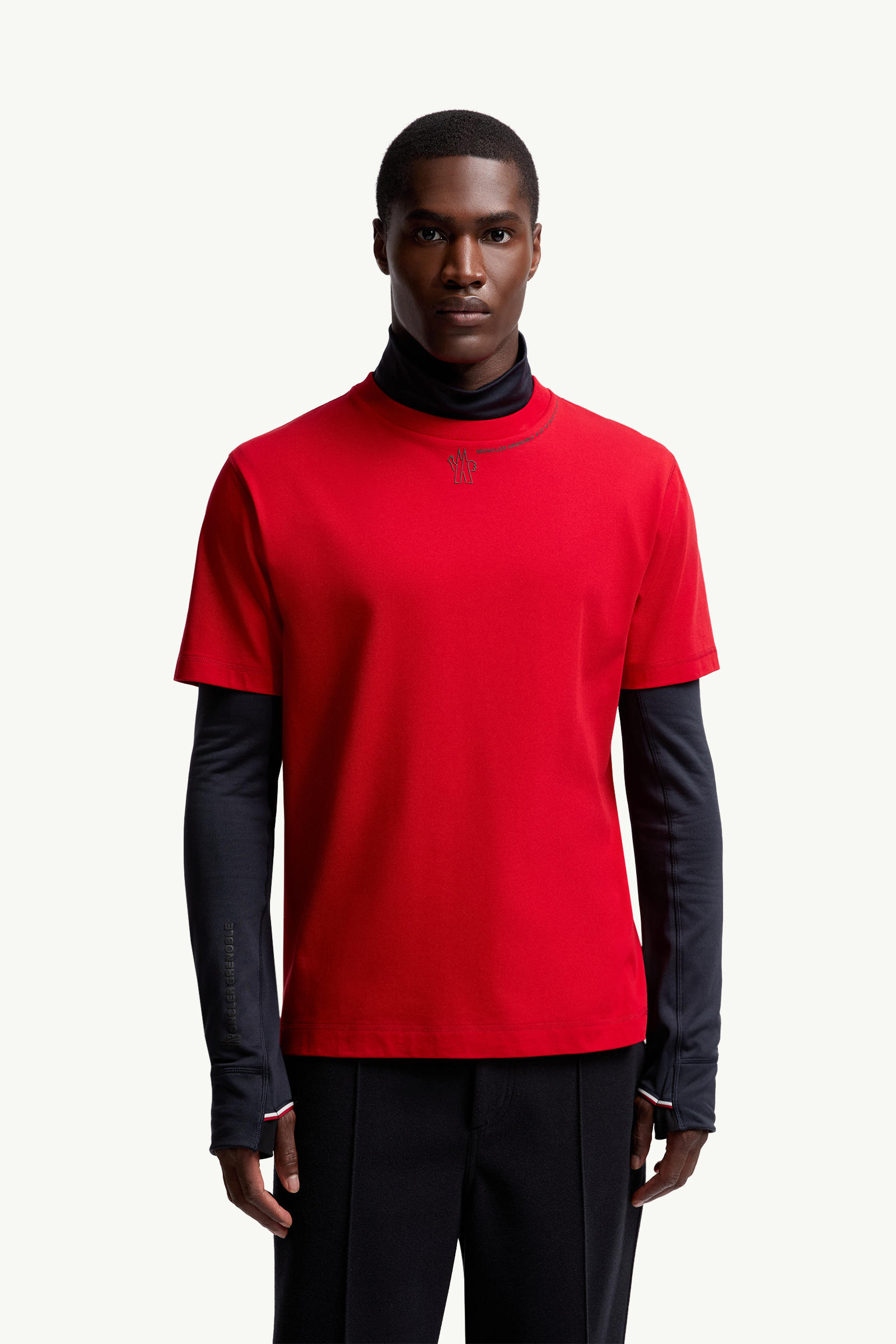 Logo Cotton T-Shirt Men Red Moncler 3