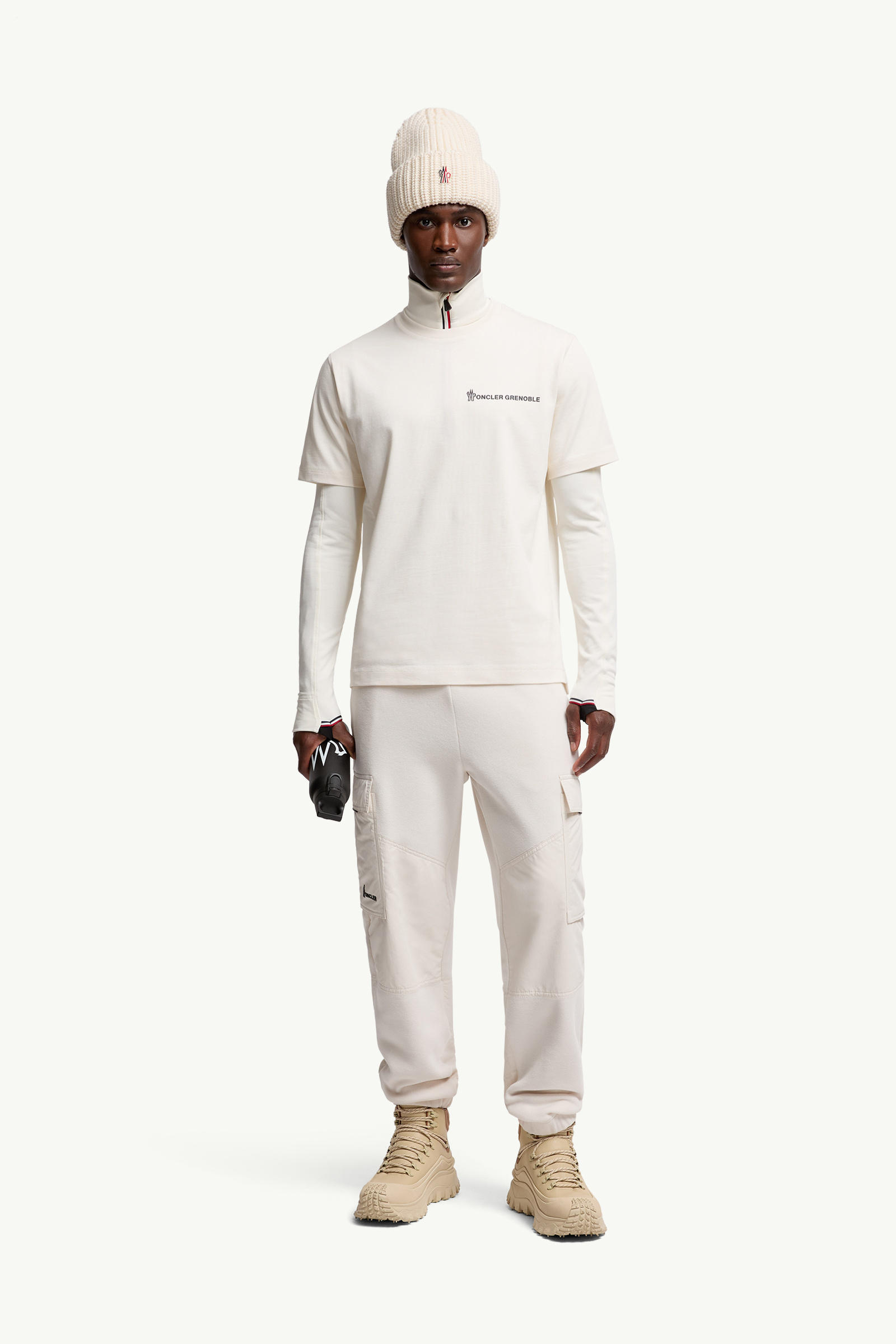 Embossed Logo Cotton T-Shirt Men White Moncler 0