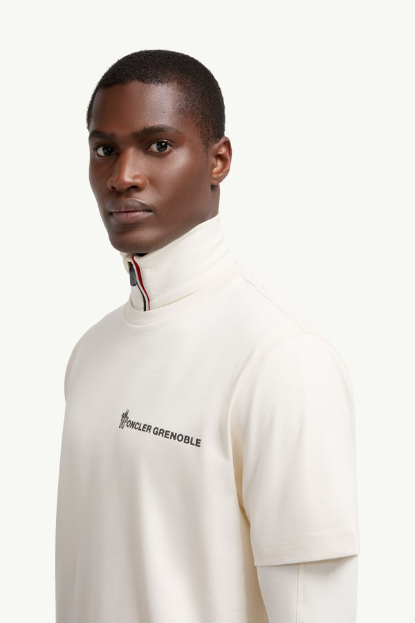 Embossed Logo Cotton T-Shirt Men White Moncler 1