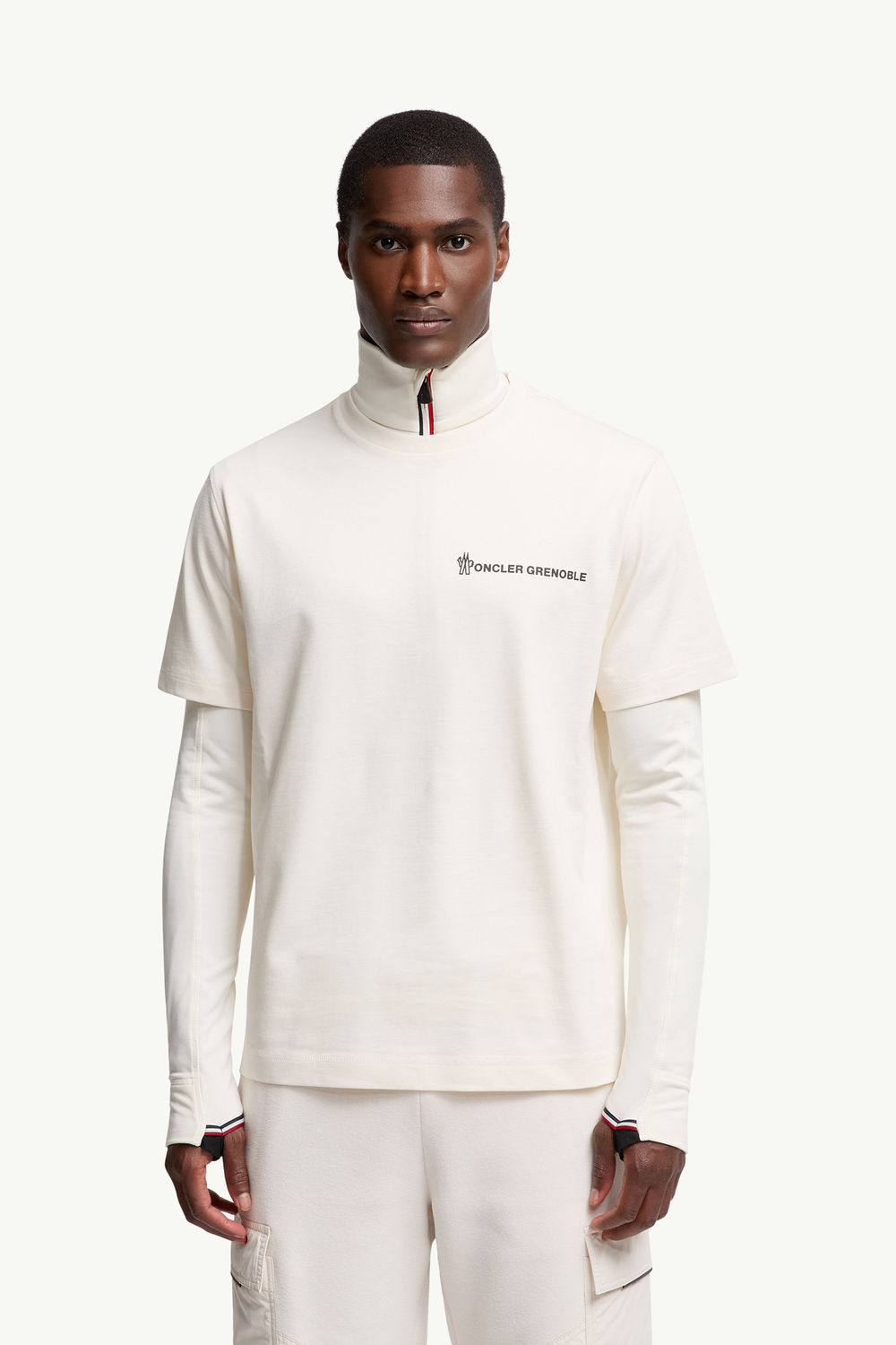 Embossed Logo Cotton T-Shirt Men White Moncler 3
