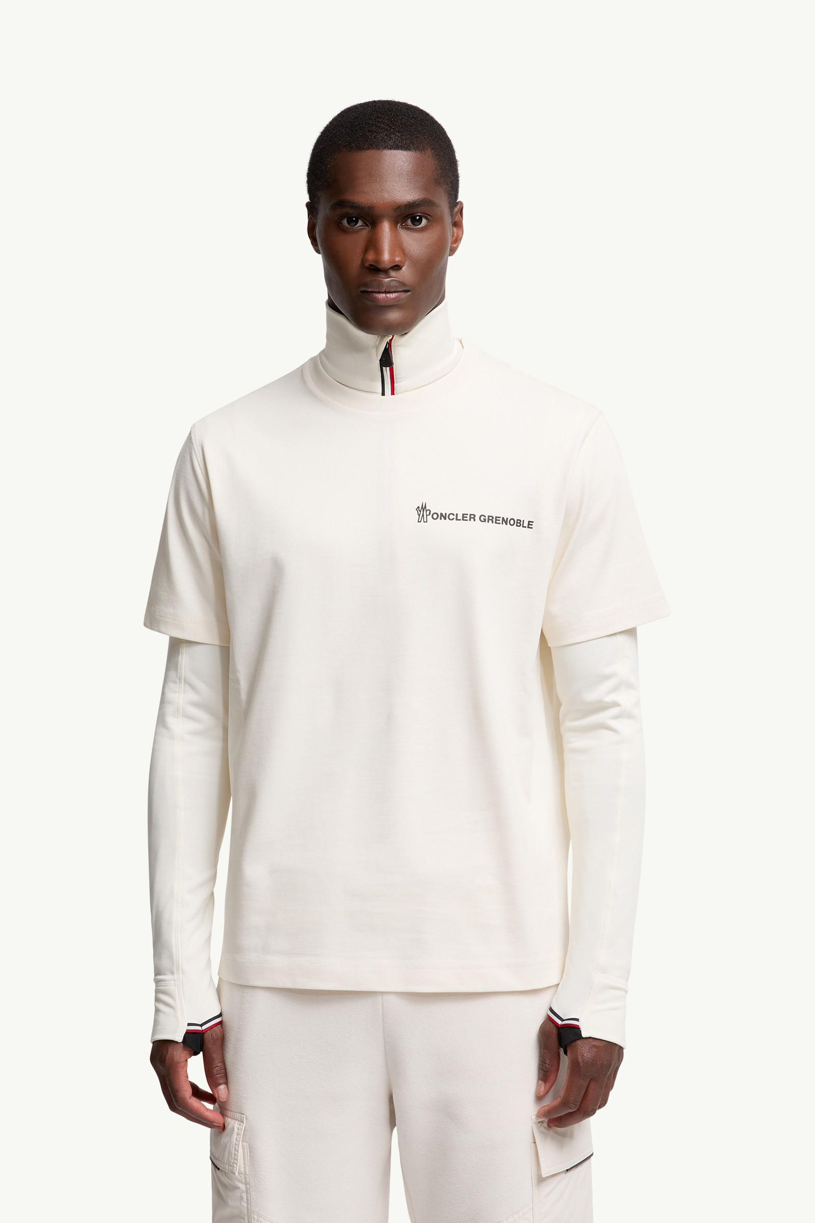 Embossed Logo Cotton T-Shirt Men White Moncler 3