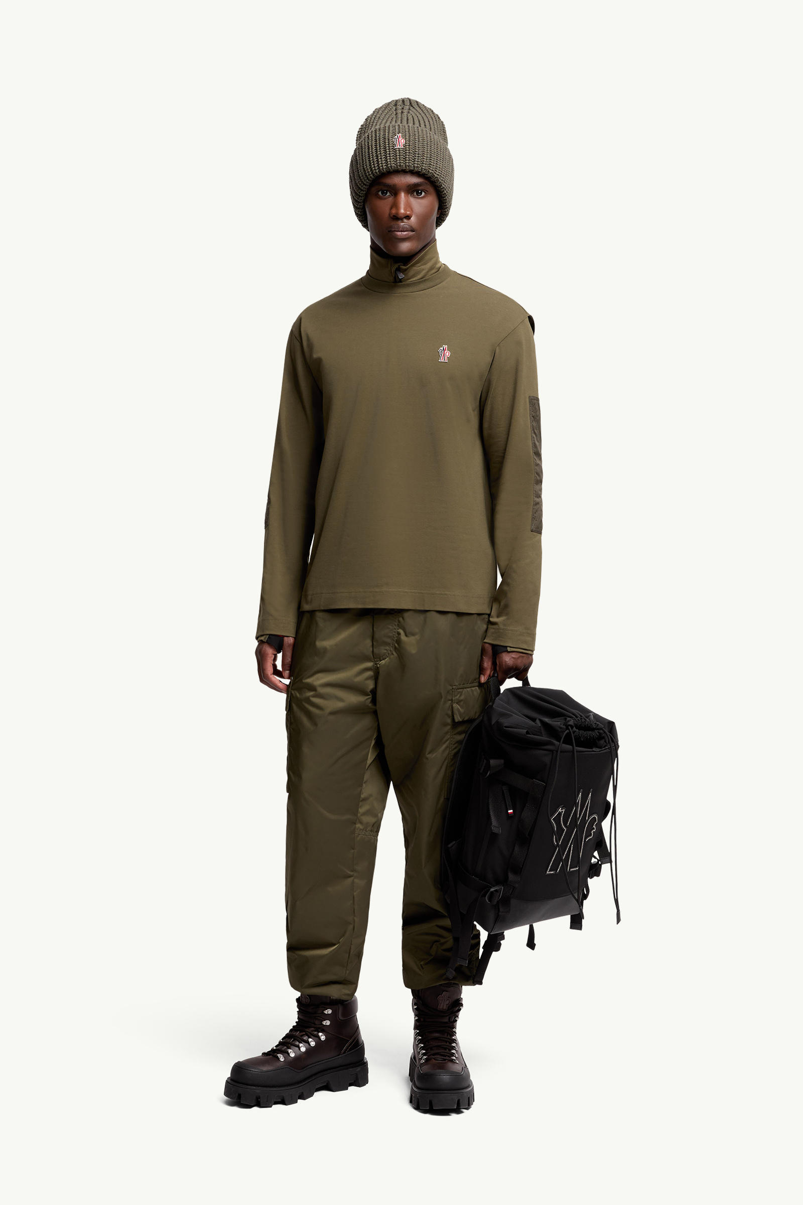 Langarmshirt aus Baumwolle mit Logo Herren Olivgrün Moncler 0