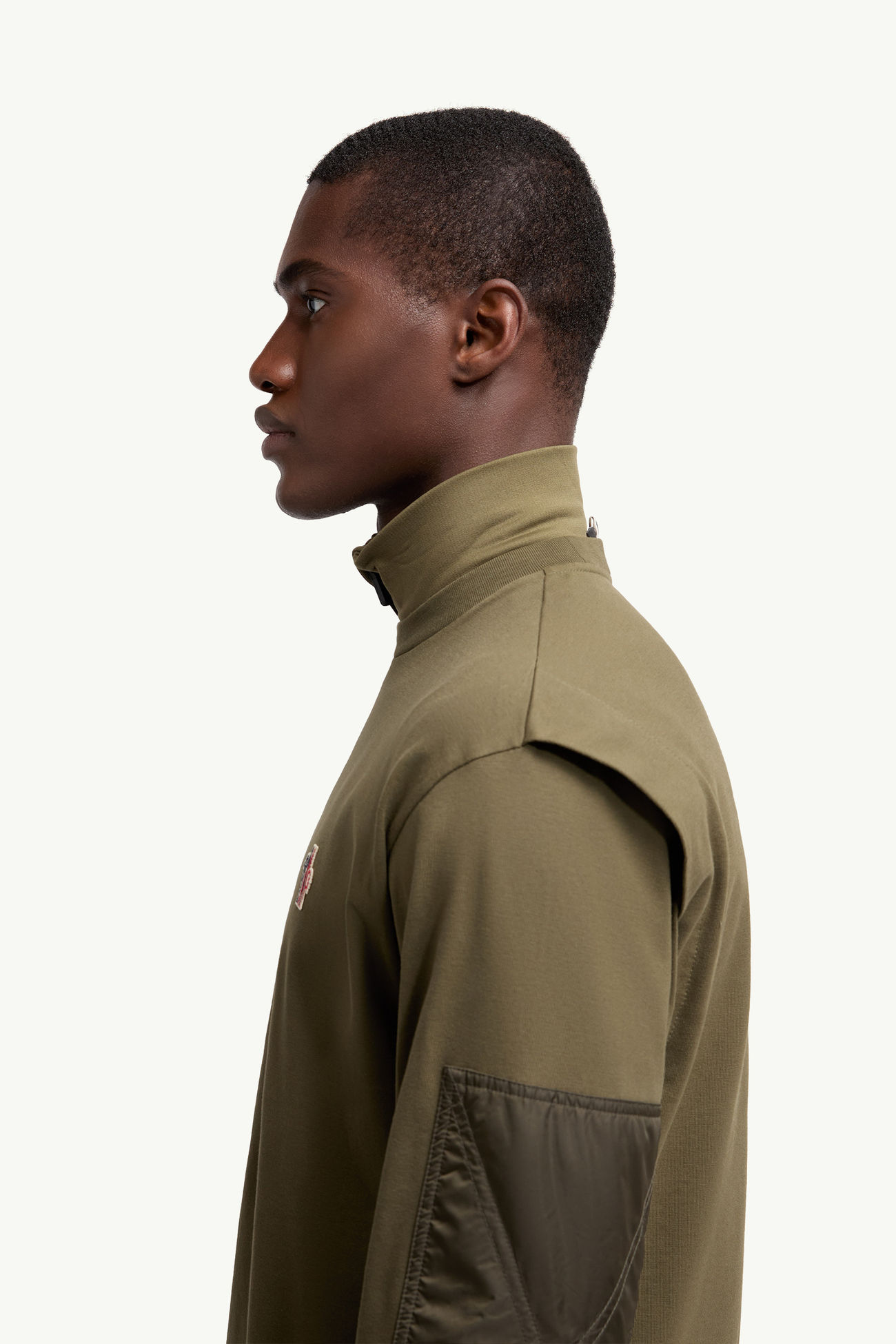 Camiseta de manga larga de algodón con logotipo Hombre Verde Oliva Moncler 1