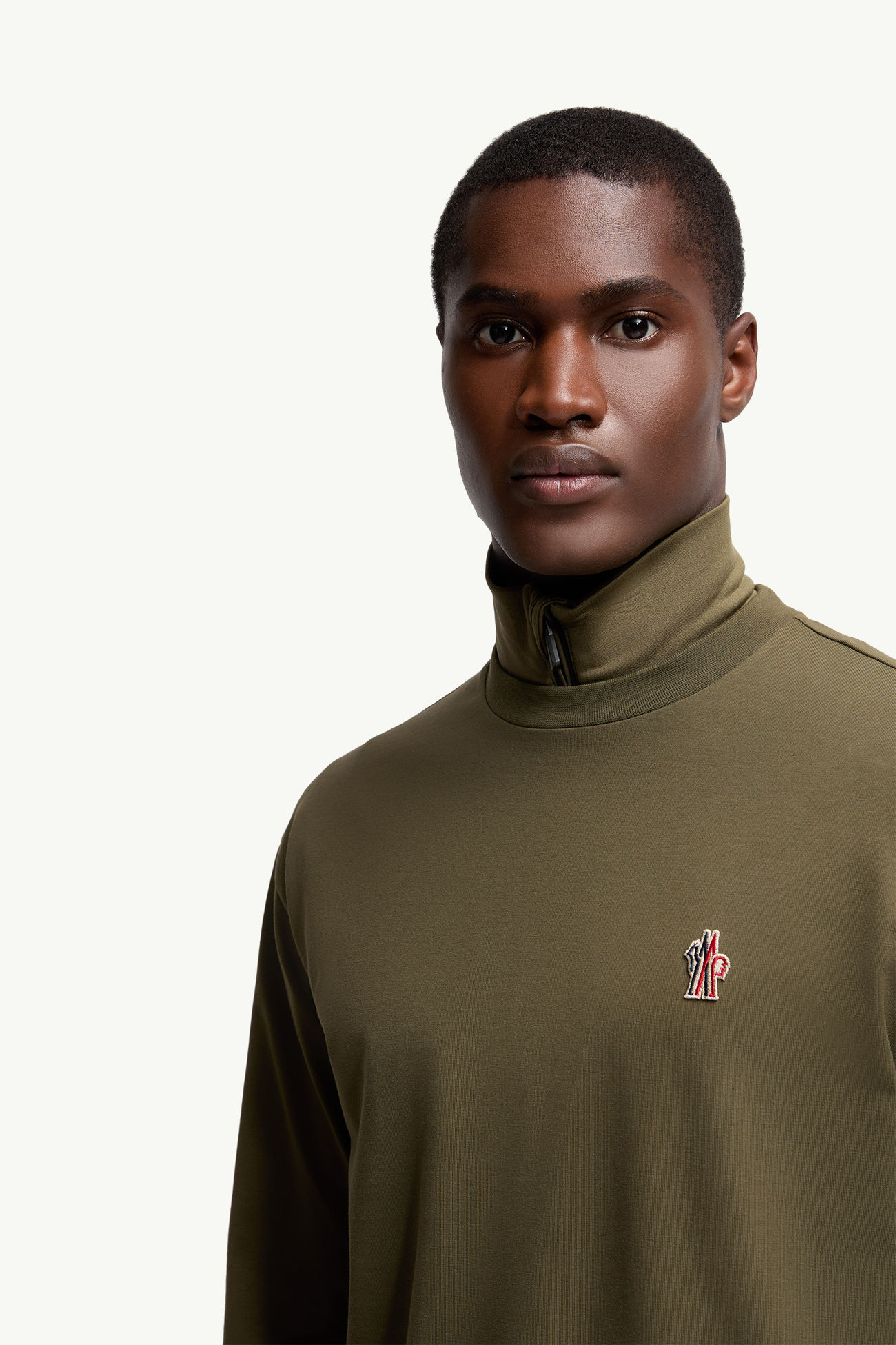 T-shirt à manches longues en coton avec logo Hommes Vert Olive Moncler 5