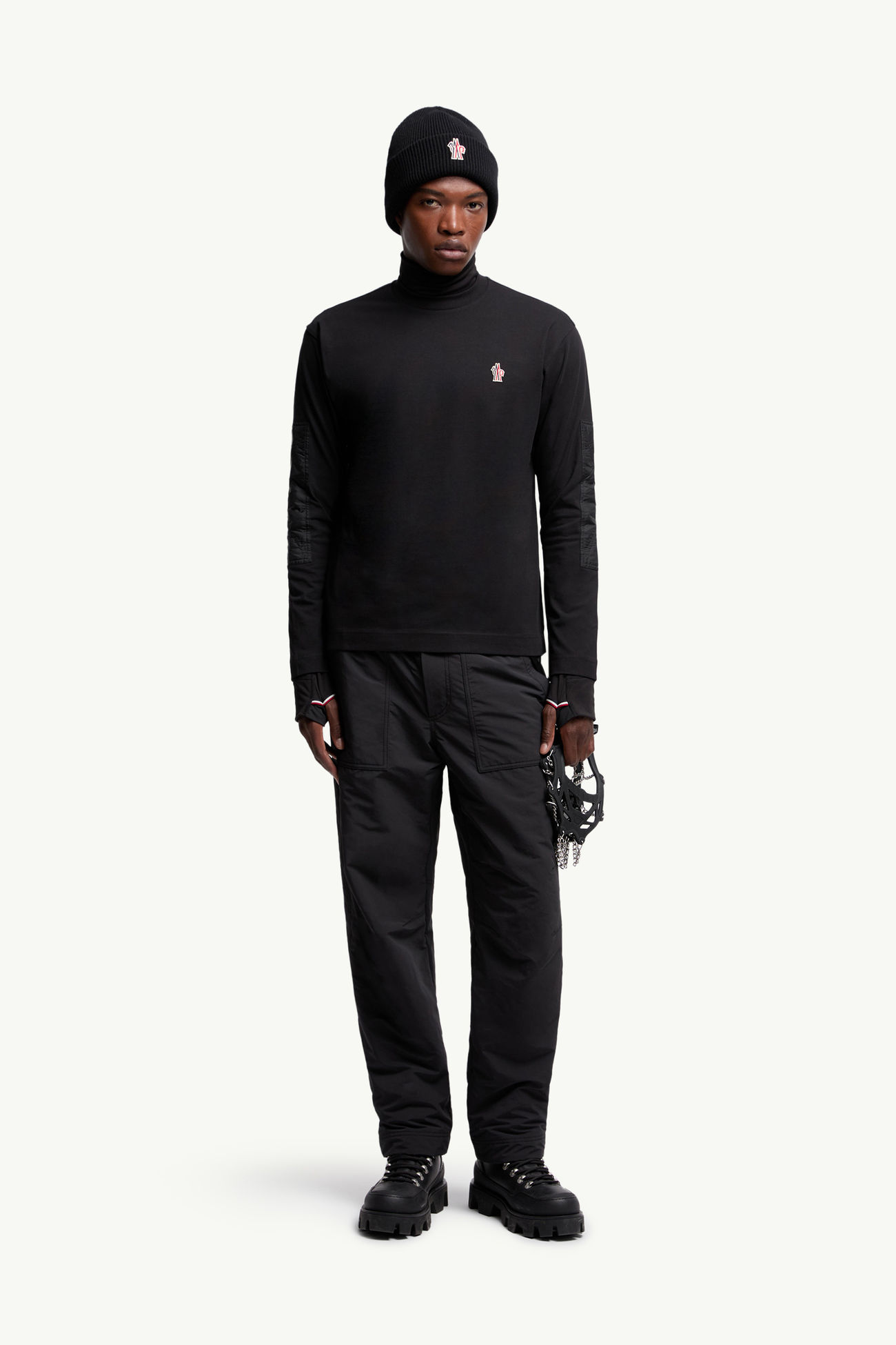 Logo Cotton Long Sleeve T-Shirt Men Black Moncler 0