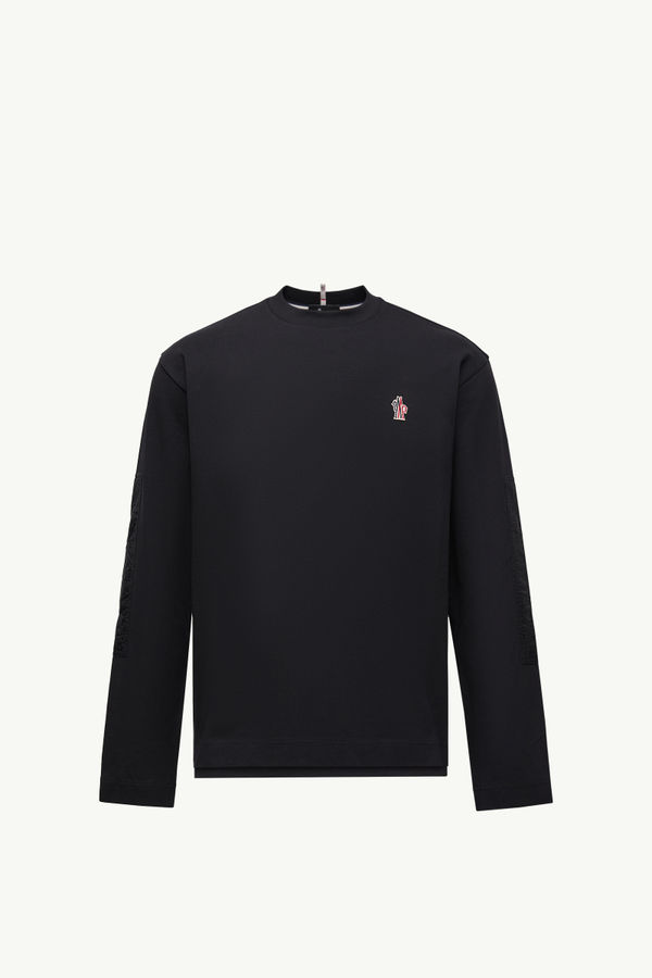 Logo Cotton Long Sleeve T-Shirt Men Black Moncler 2