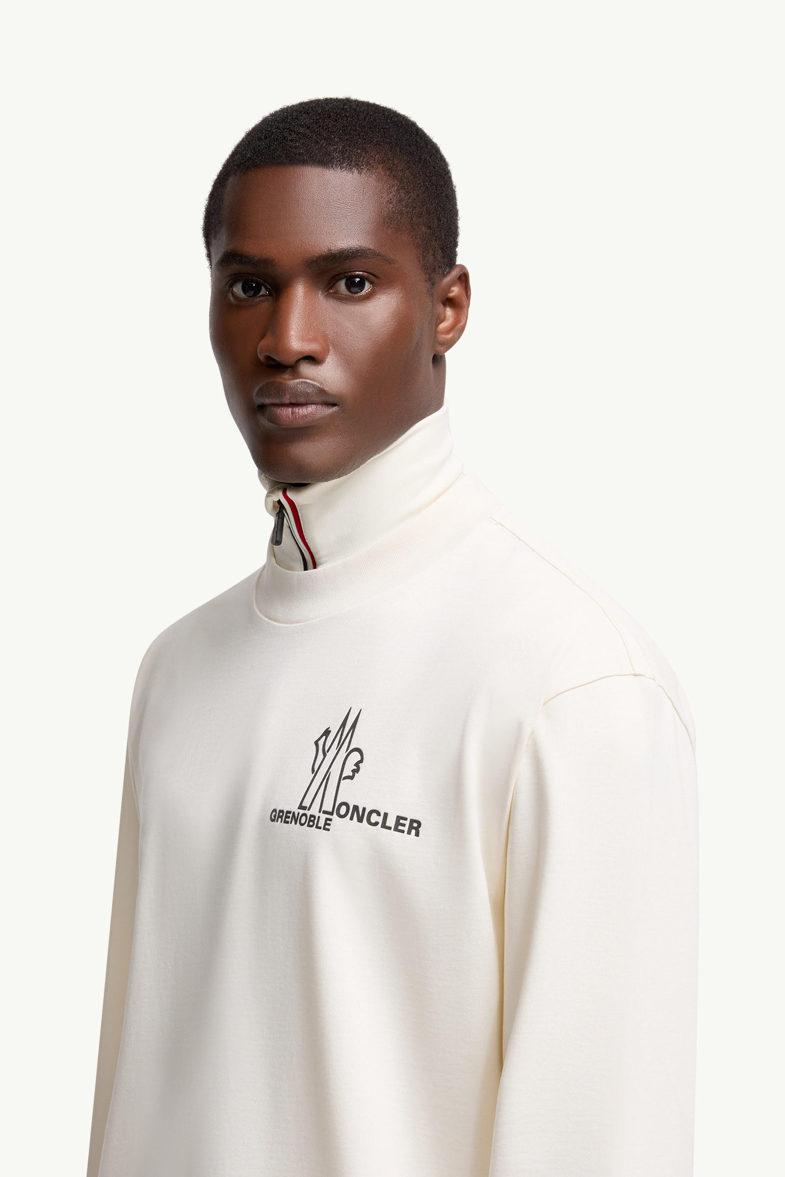 Logo Long Sleeve Cotton T-Shirt Men White Moncler 1