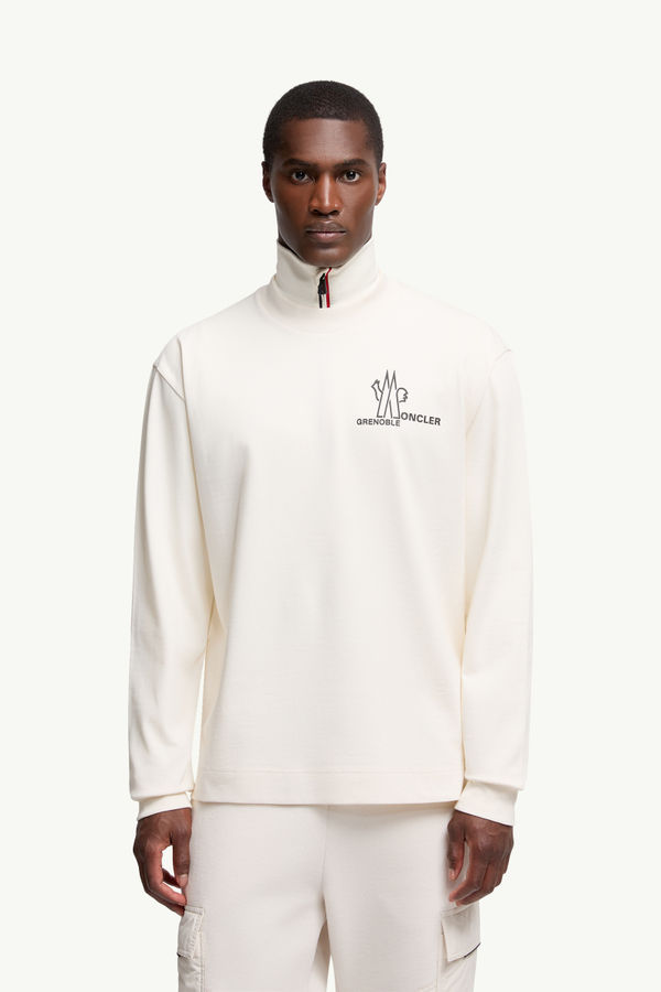 Logo Long Sleeve Cotton T-Shirt Men White Moncler 3