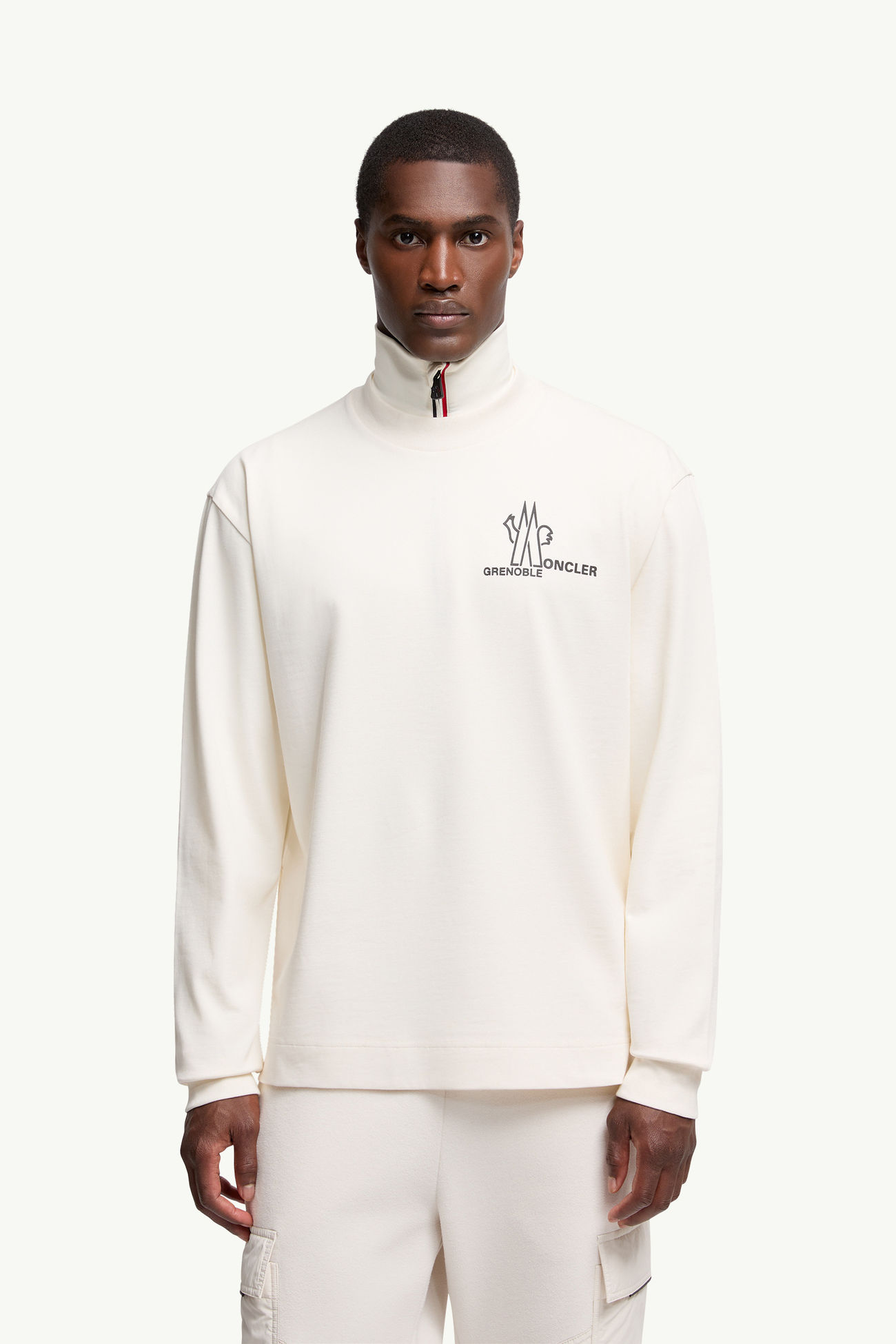 T-shirt à manches longues et logo en coton Hommes Blanc Moncler 3