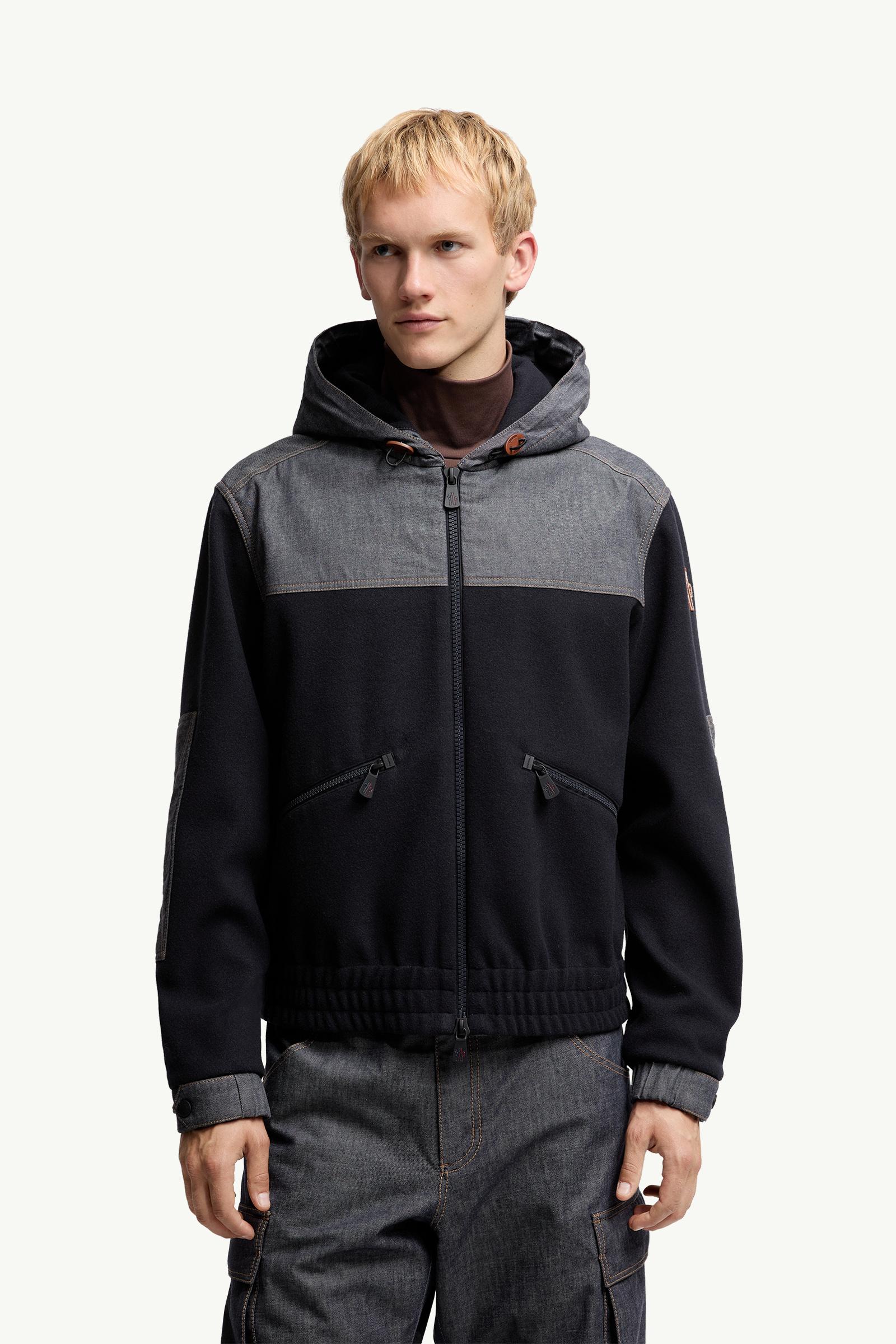 Navy Blue Cotton Zip-Up Hoodie - Sweatshirts for Men | Moncler US