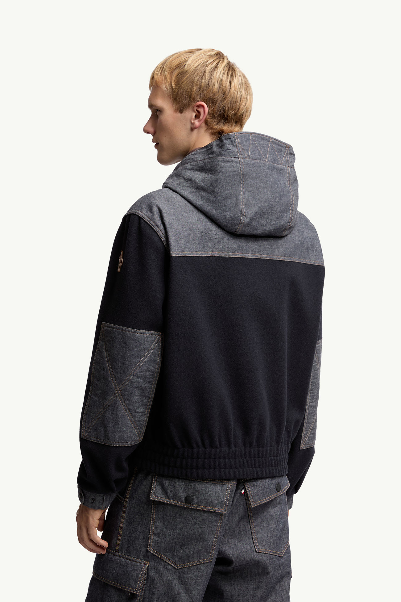 棉質拉鏈連帽衫 男士 海軍藍色 Moncler 4