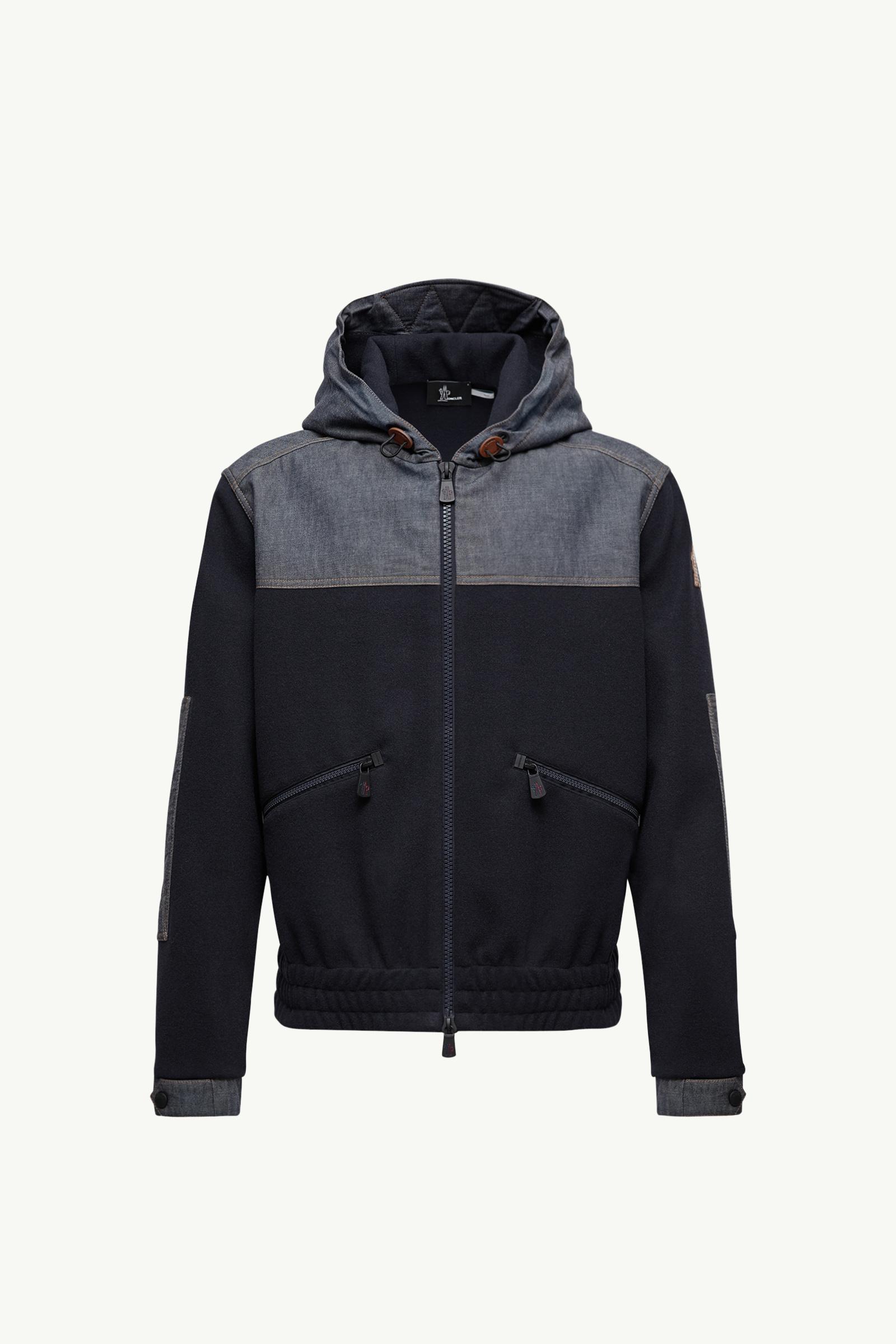 Navy Blue Cotton Zip-Up Hoodie - Sweatshirts for Men | Moncler US
