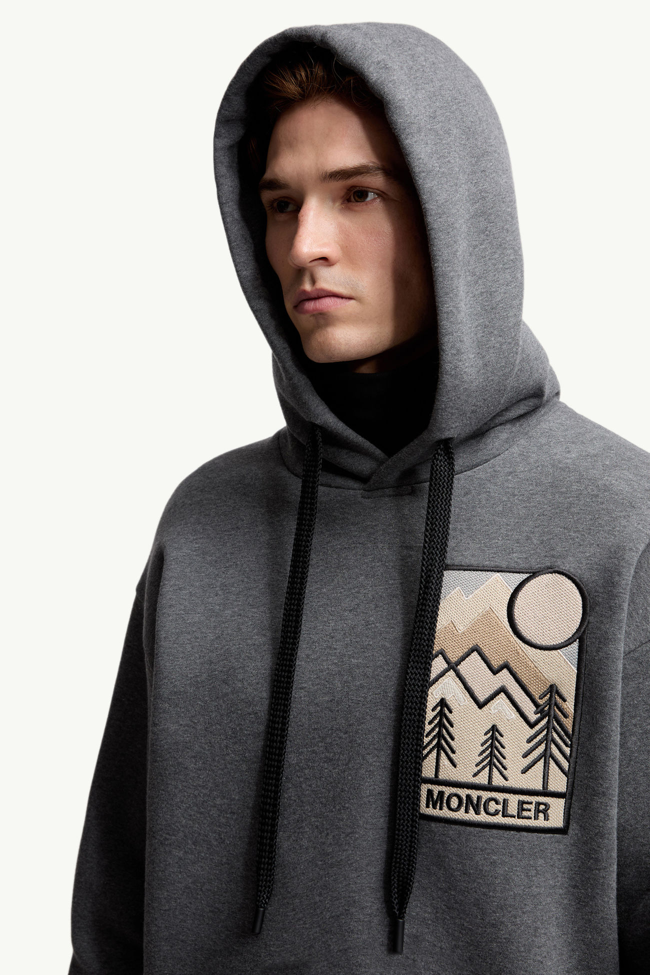 Kapuzenpullover aus Baumwollmischung mit Berglogo Herren Dunkelgrau Moncler 5