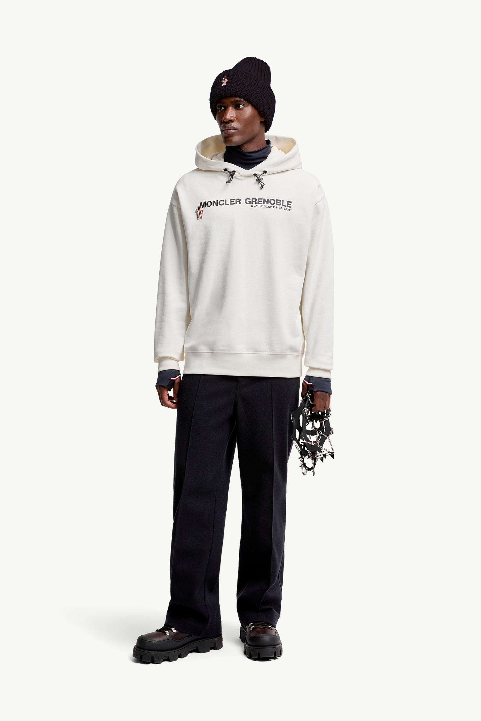 Logo Cotton Hoodie Men White Moncler 0