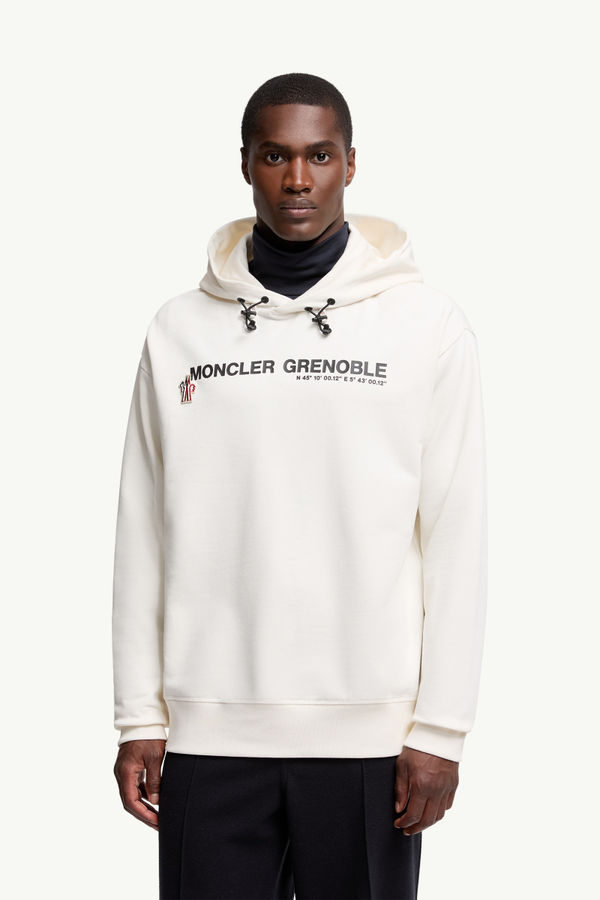 Felpa logata con cappuccio in cotone Uomo Bianco Moncler 3