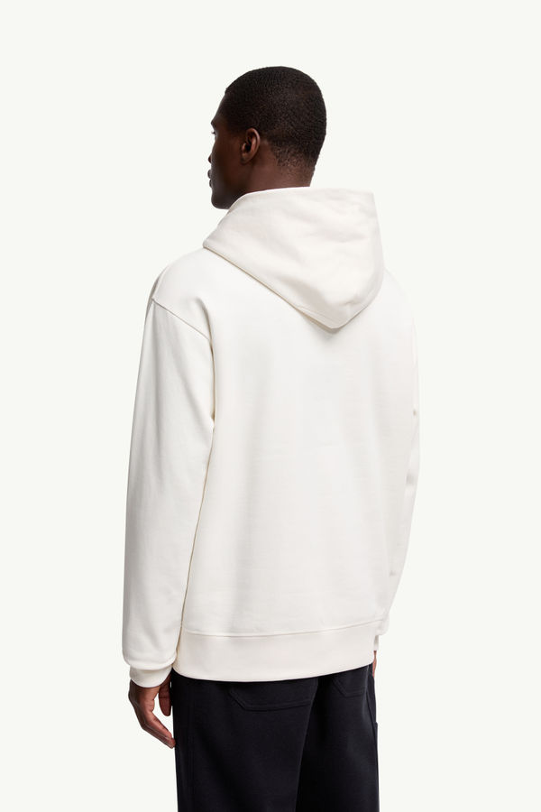 Felpa logata con cappuccio in cotone Uomo Bianco Moncler 4