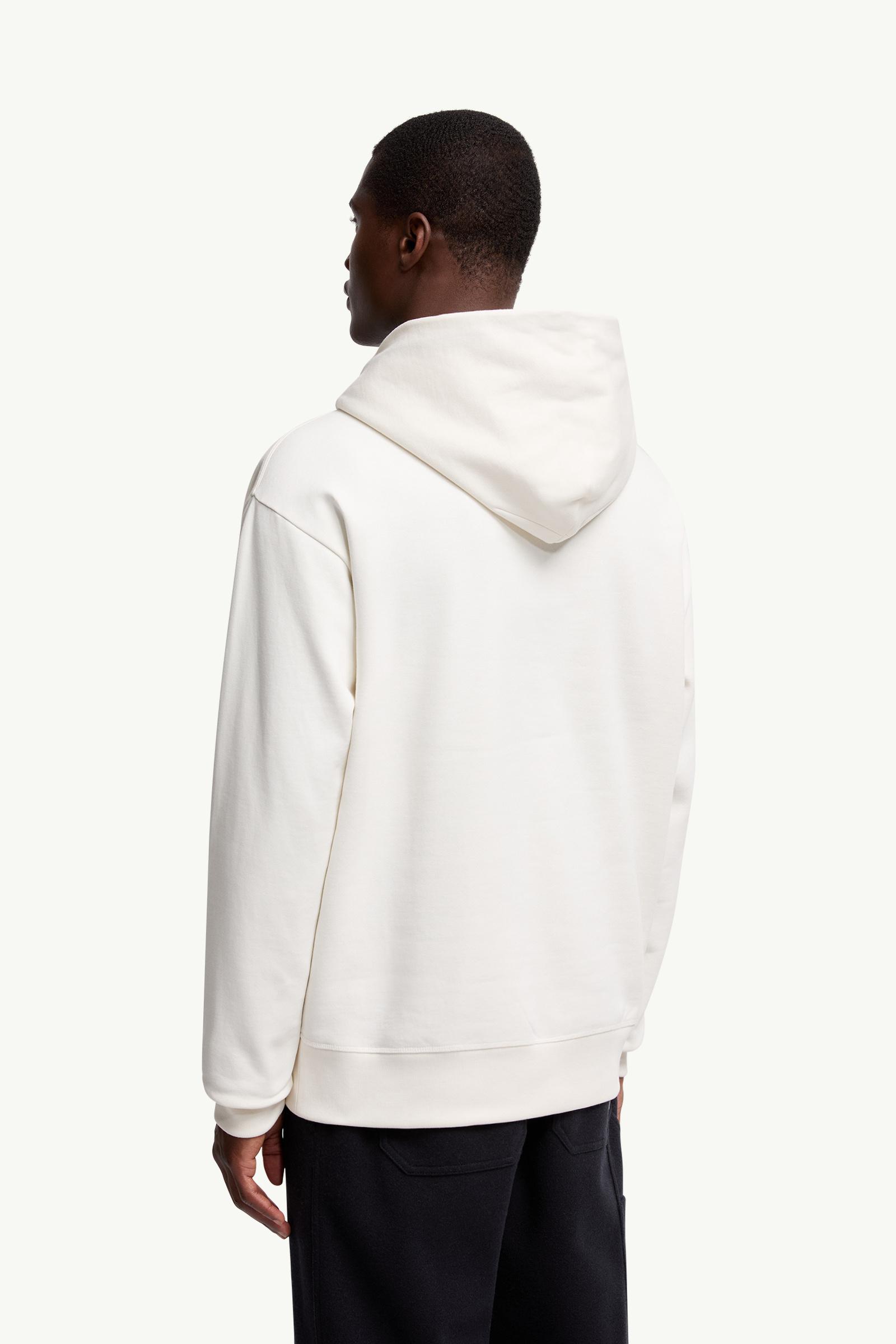 White Logo Cotton Hoodie - Sweatshirts for Men | Moncler US