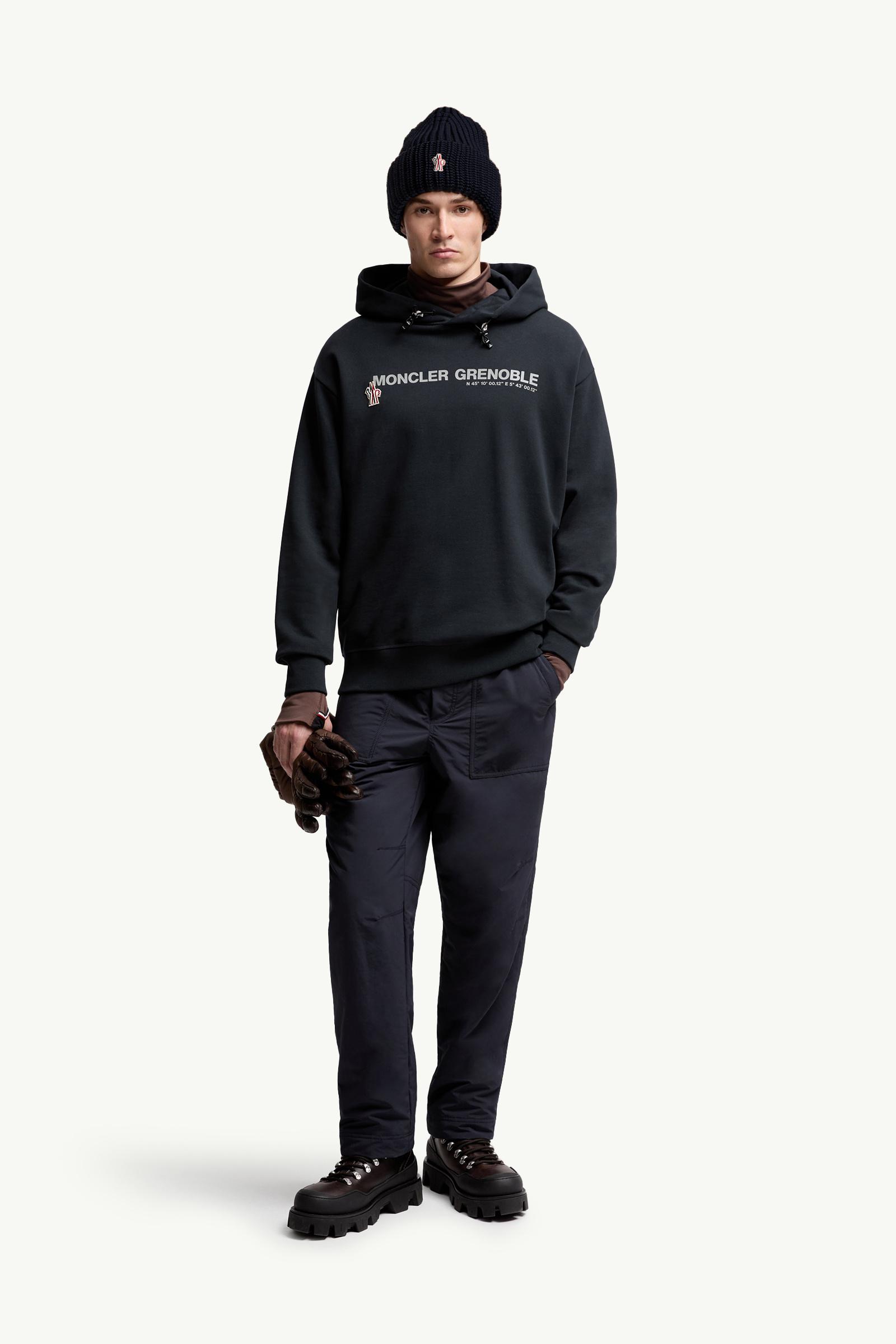 Navy Blue Logo Cotton Hoodie - Sweatshirts for Men | Moncler NL