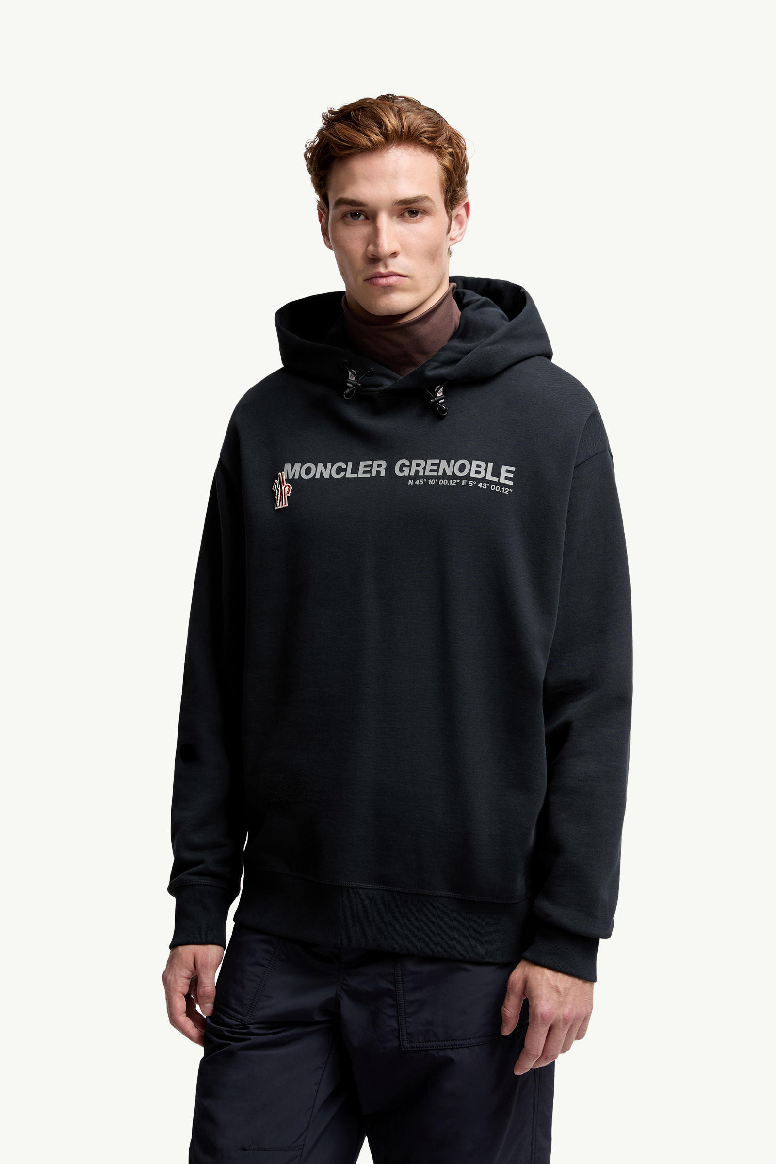 Logo Cotton Hoodie Men Navy Blue Moncler 3